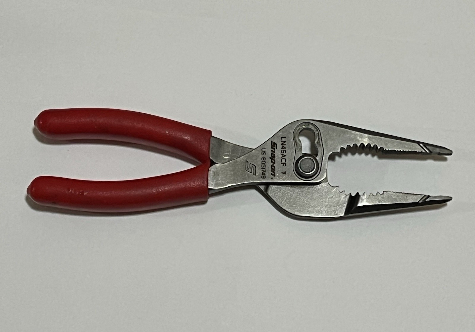 Snap On LN46ACF Long Nose Slip Joint Soft Grip Pliers 7″ Long USA NICE