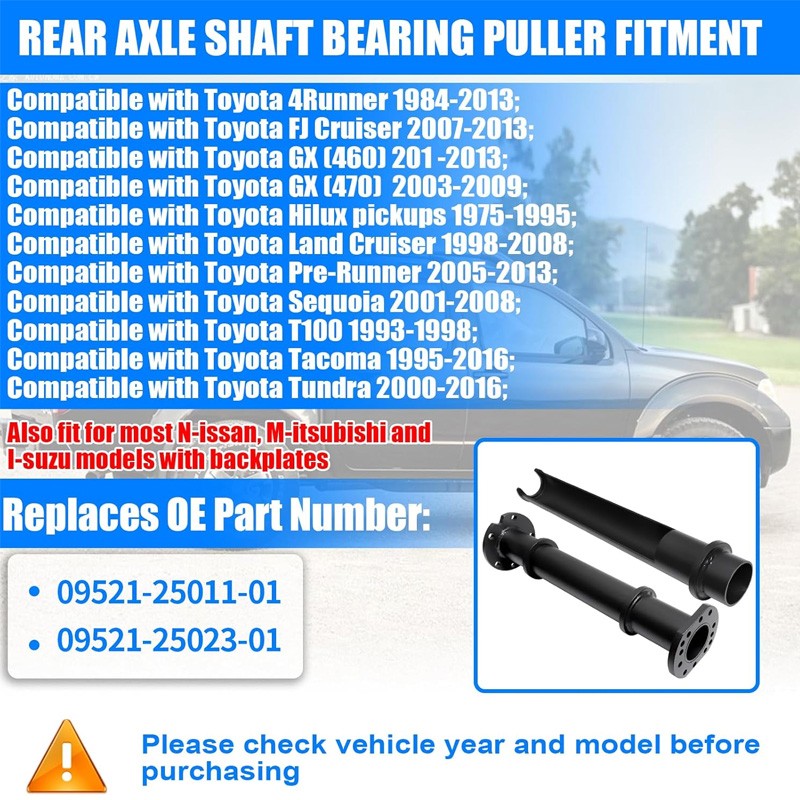 Rear Axle Bearing Removal Puller Tool 09521-25011 for Toyota Trucks 1984-2018