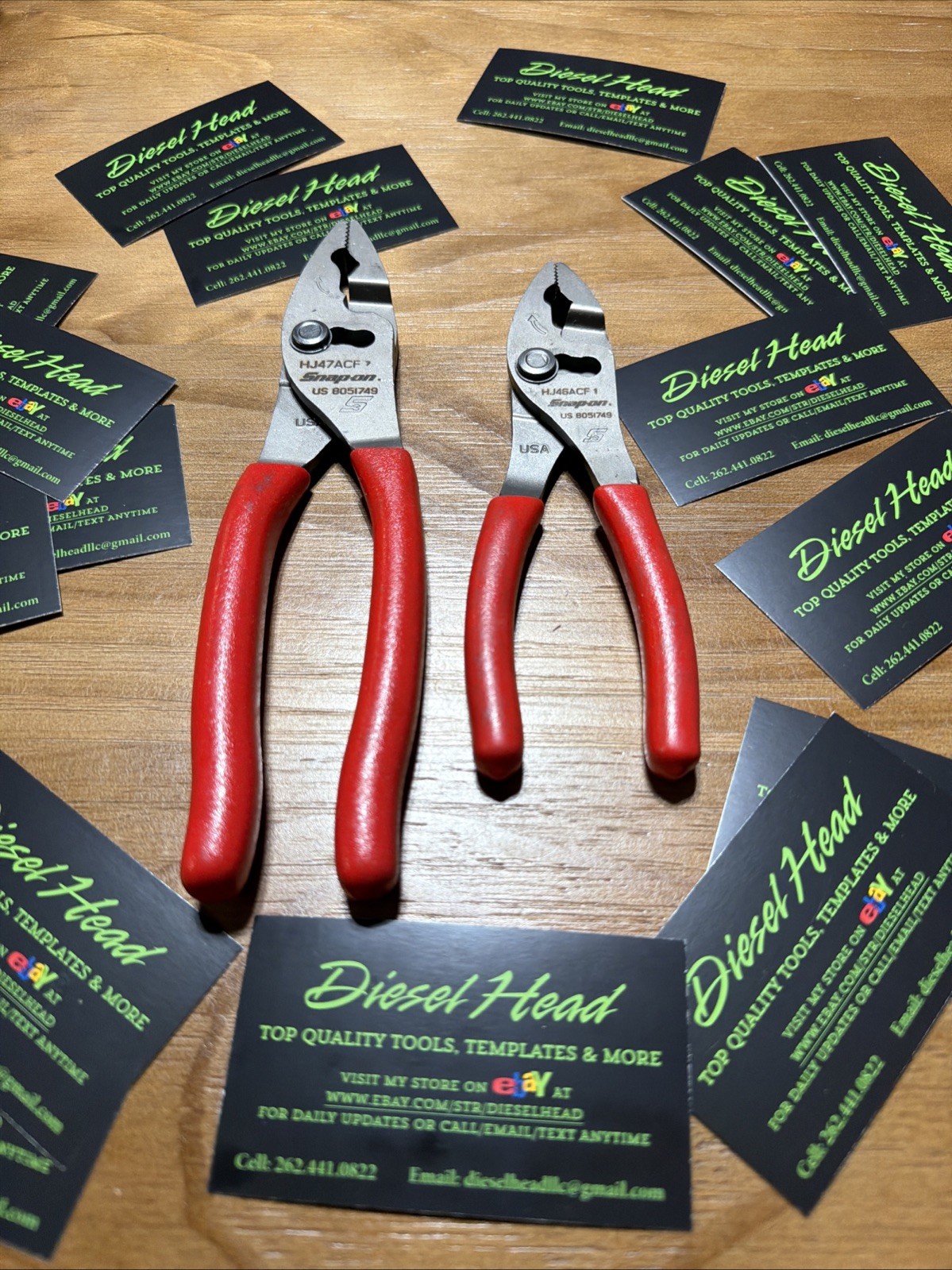 *NEW* Snap On Tools HJ46ACF & HJ47ACF RED Handle Pliers Set FREE SHIPPING