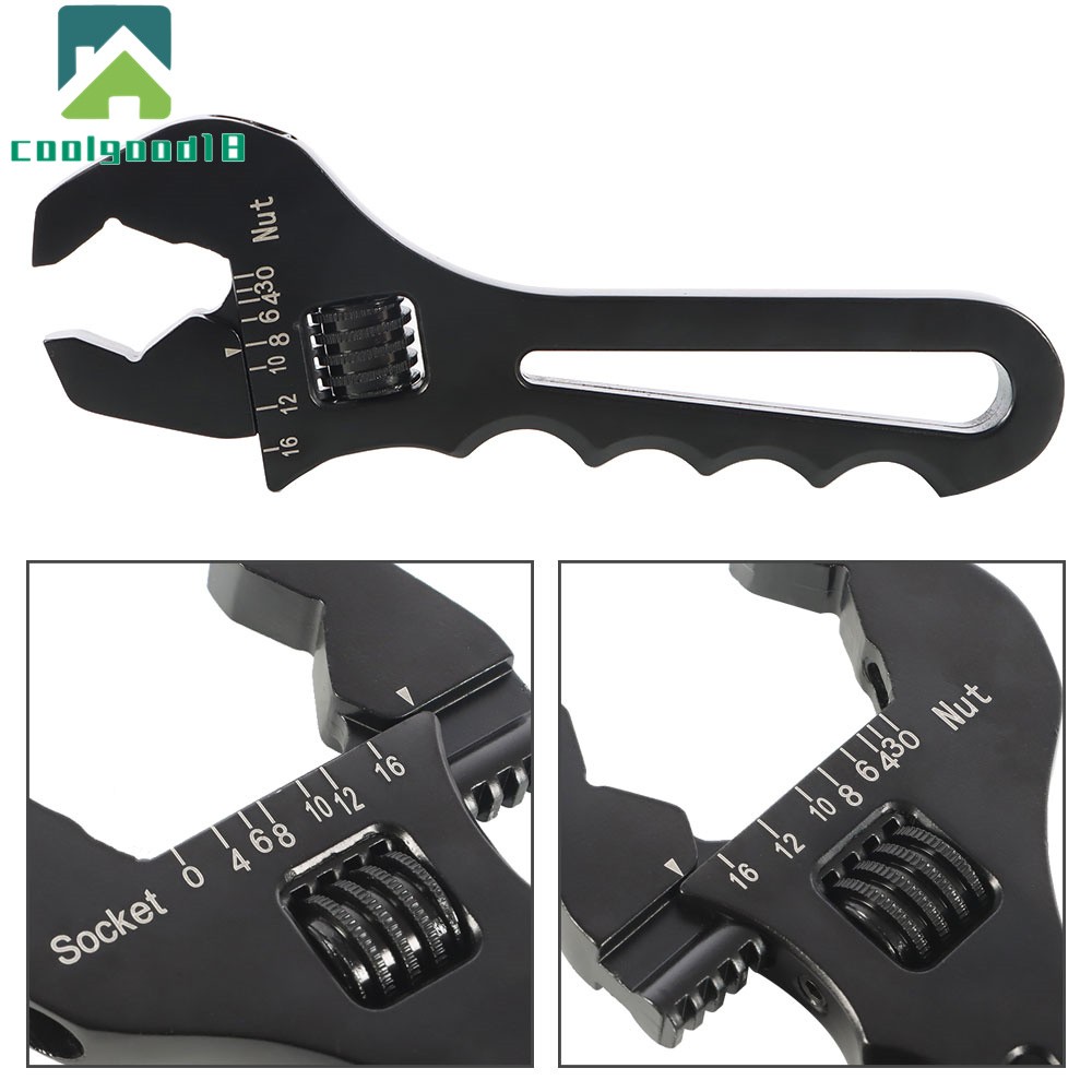 Adjustable Wrench Black Aluminum Tool Spanner for Hose End Fitting 3AN-16AN