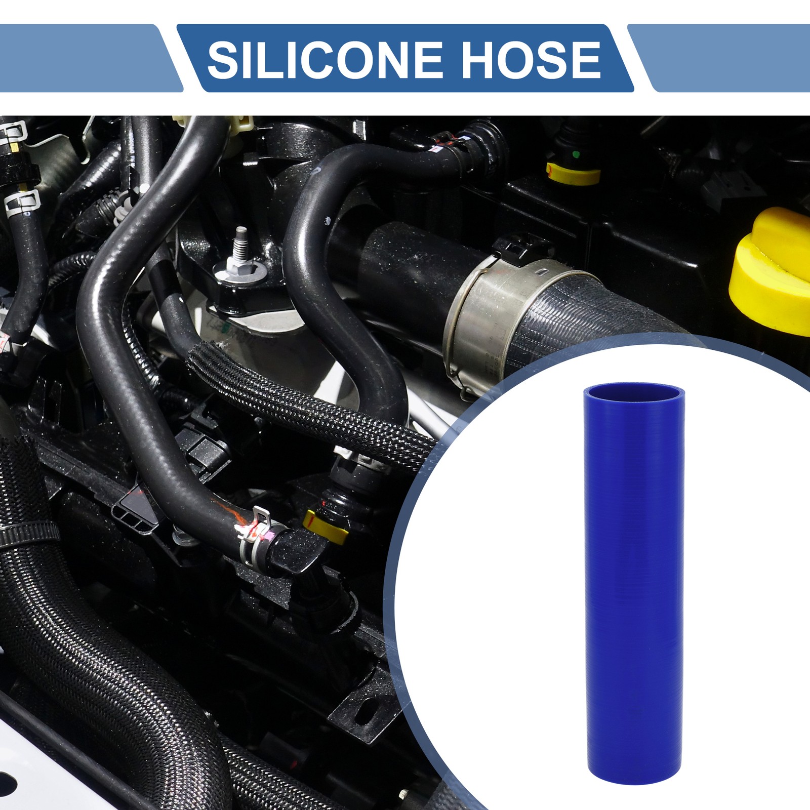 1Pcs 68mm 2.68″ID 300mm 11.81″L 0° Blue Silicone Tube Car Univ.