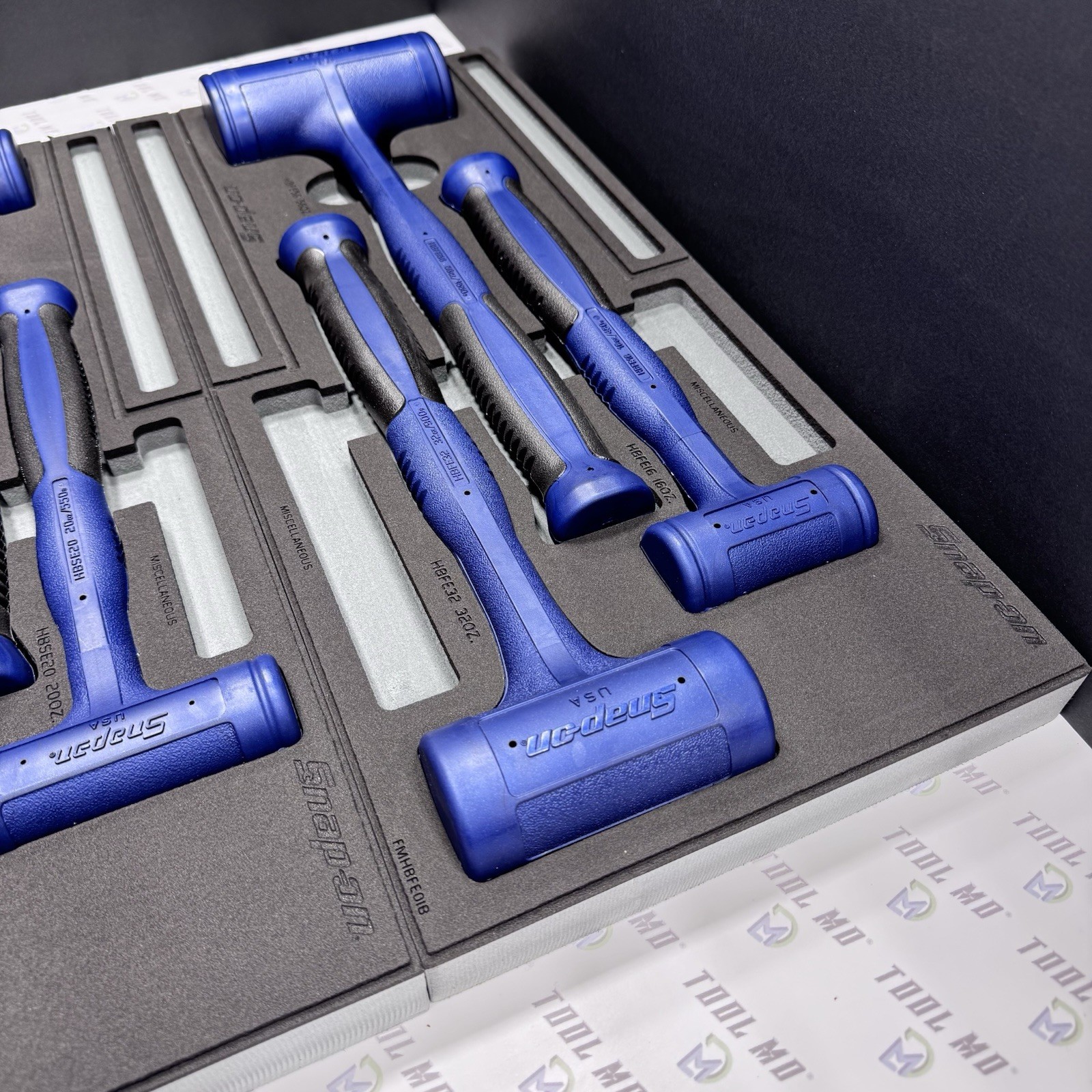 Snap-on Tools NEW 6pc POWER BLUE Dead Blow Hammer Set w/ PRO-FI Foam HBFE6FMB