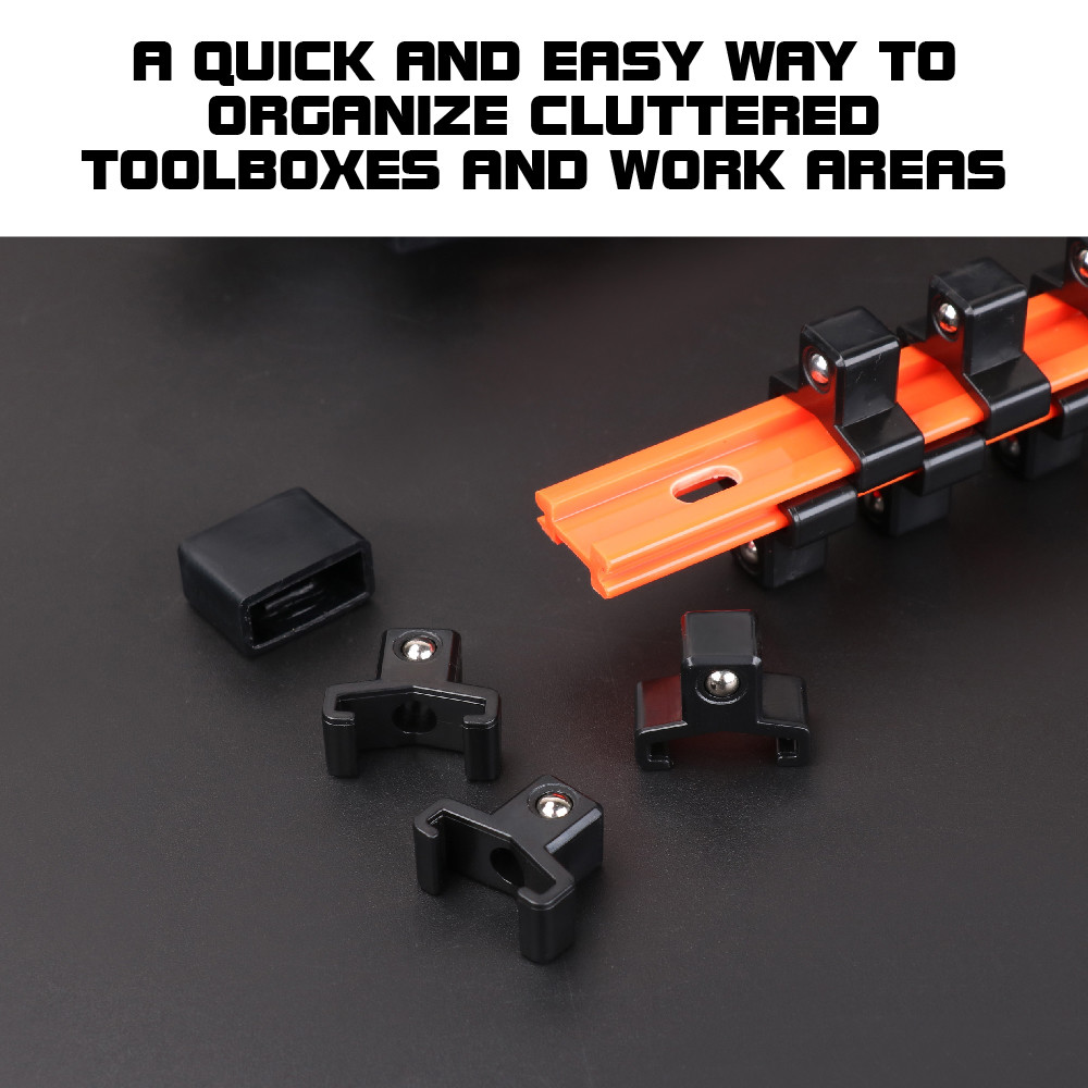 3pc Socket Organizer | 1/4 3/8 1/2″ Mountable Sliding Holder Rail Tool Storage