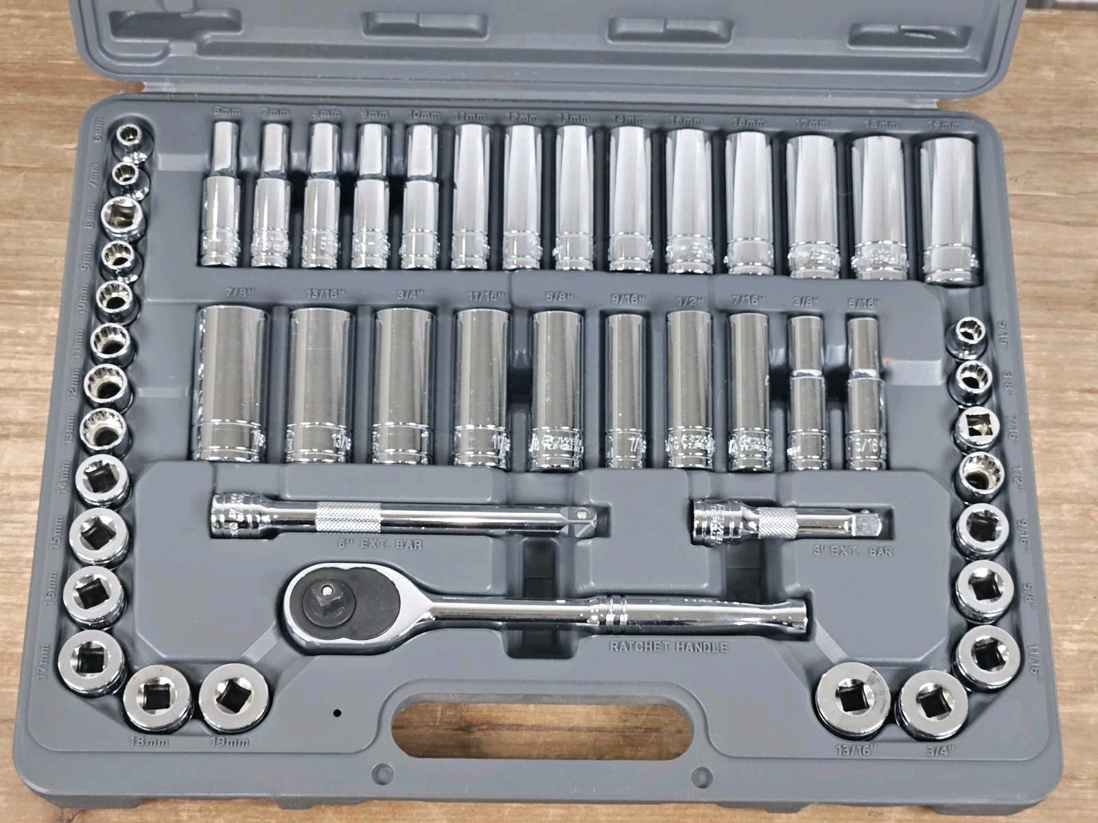 Power Torque 50 Piece 1/4, 3/8, 1/2 Inch Drive 6 Point SAE, Metric