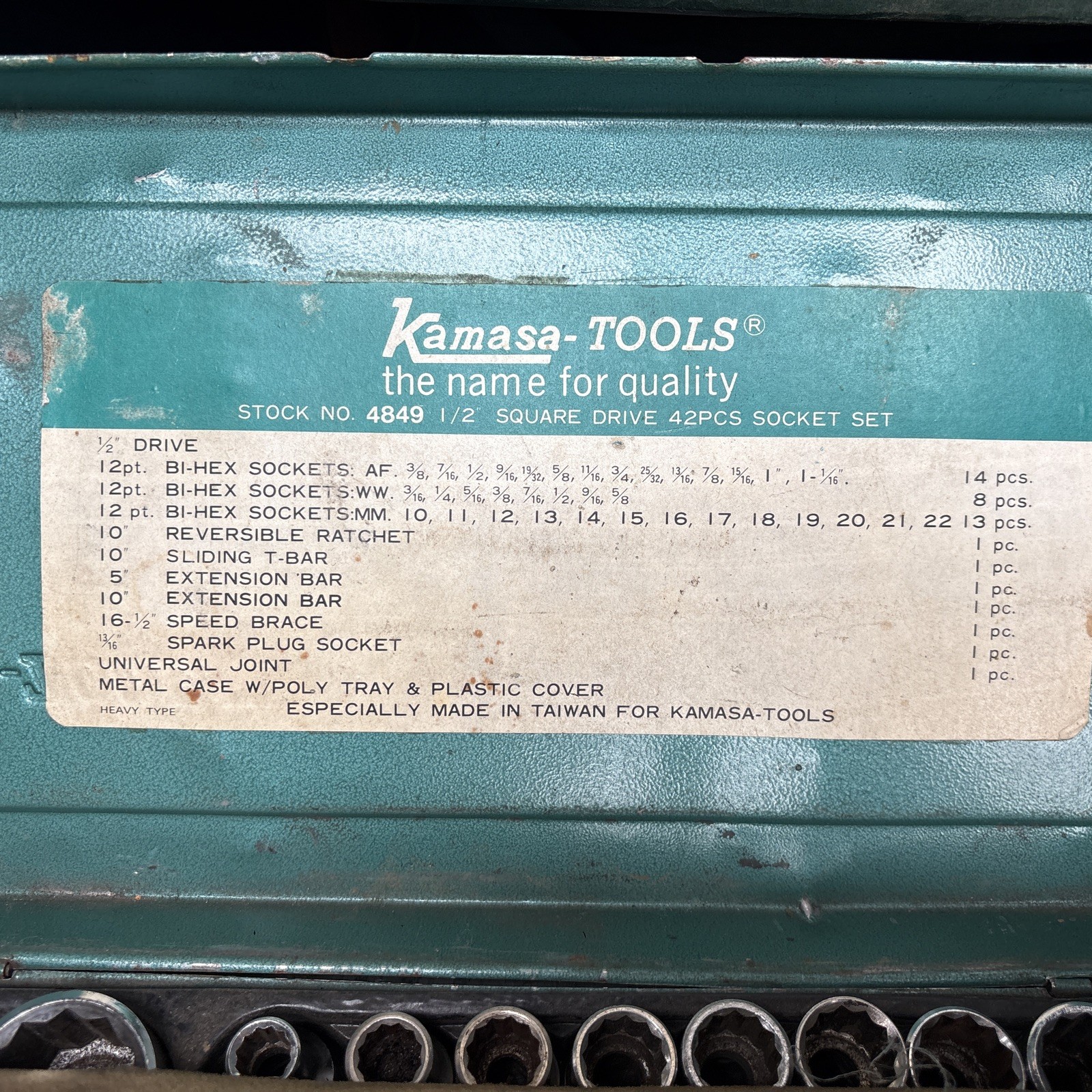 Kamasa Socket Set KT4849 1/2″ Drive 42 Piece Vintage Tools