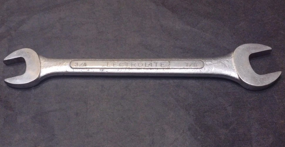 Vintage Lectrolite 0-2428 Open End Wrench 3/4 & 7/8 Sizes Forged Alloy USA Made