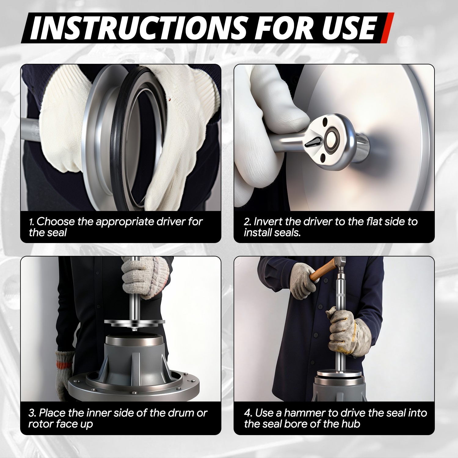 Truck Hub Seal Installer Kit Heavy Duty Bearing Race Seal Drivers for Class 7&8