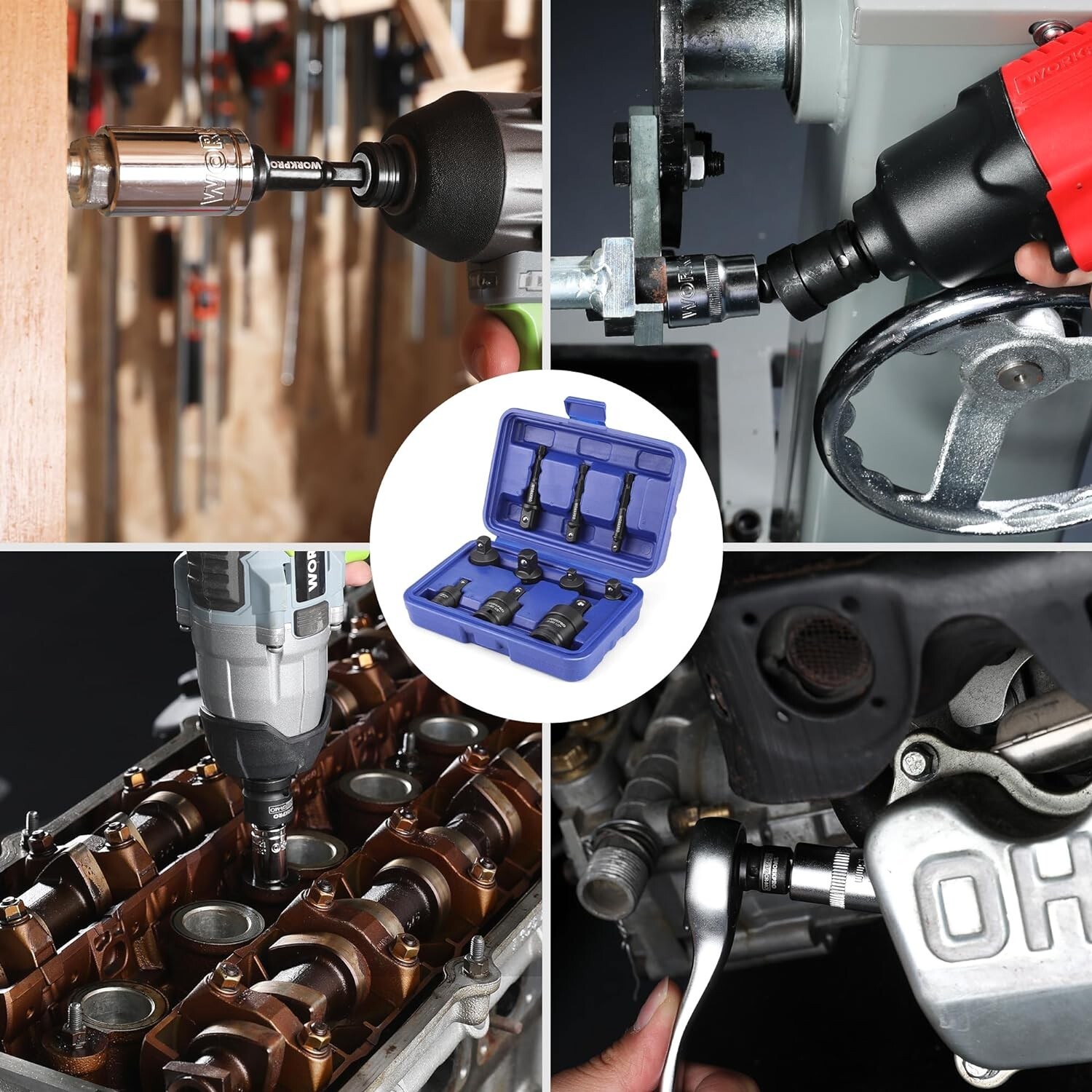10 Pieces Impact Socket Adapter Set with a Heavy-Duty Case Black NEW