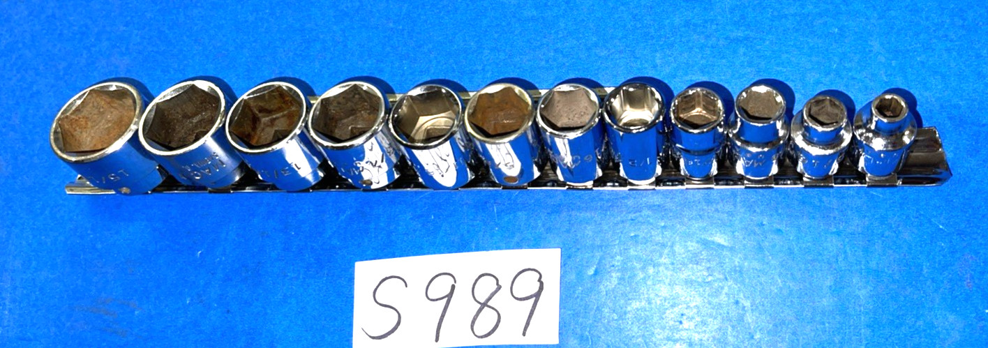 MAC TOOLS 12 PIECE 3/8 DRIVE SAE SHORT CHROME SOCKET SET 6 POINT 1/4 TO 15/16
