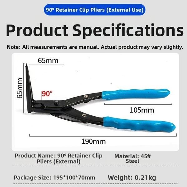 90 Degree Extended External Circlip Pliers for Deep Hole Snap Ring Removal Tool