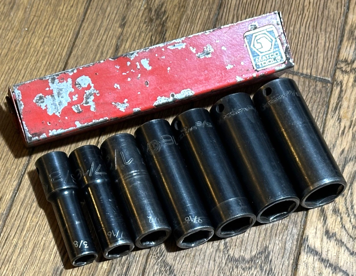 MATCO Tools 3/8” – 3/4″ DEEP Well 3/8″ DR IMPACT Socket Set Lot SAE 6-Point Tray