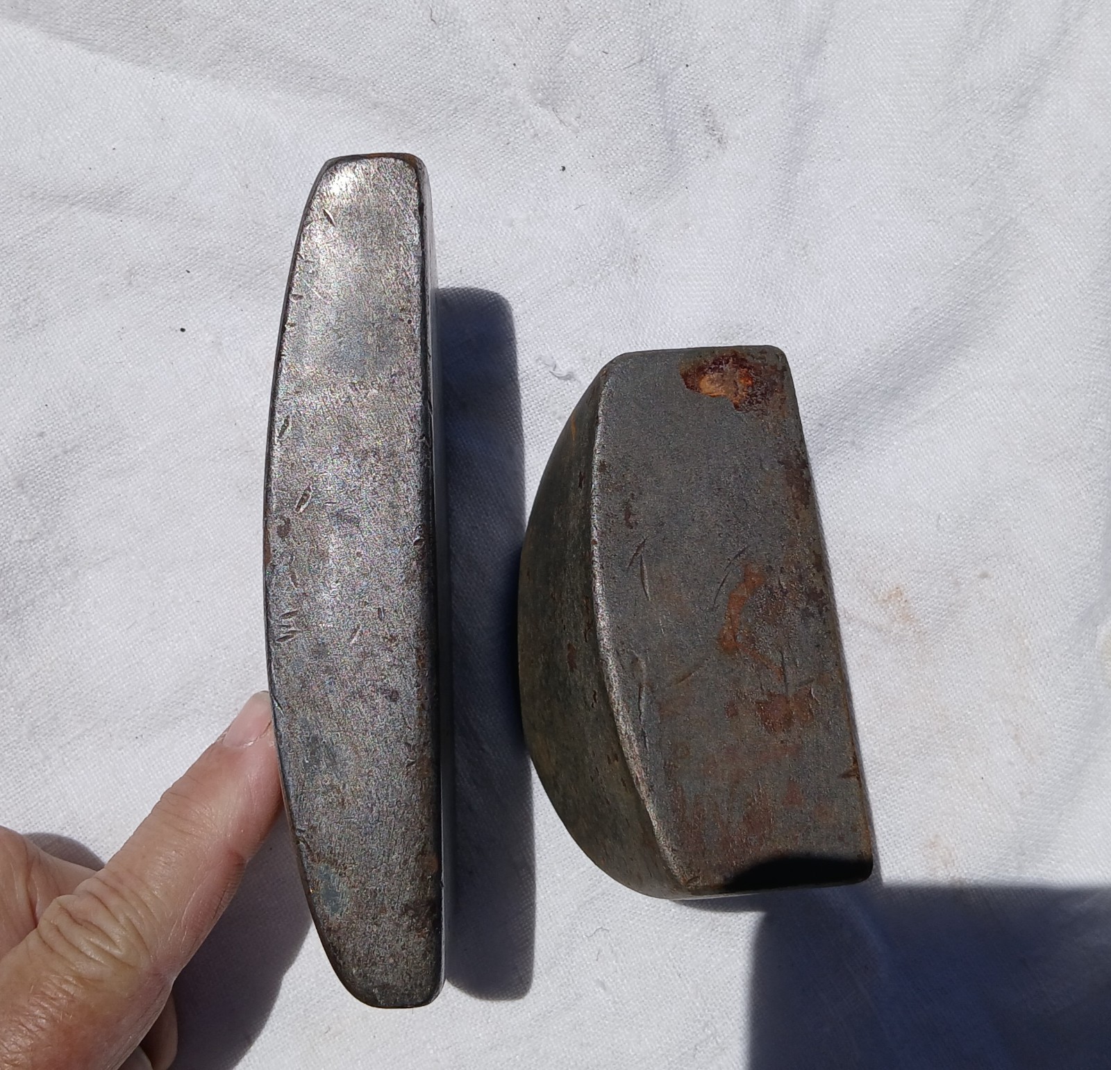 Two Steel Auto Bodywork Dolly’s Half Round, Half Curved Arch Anvils Metal Work