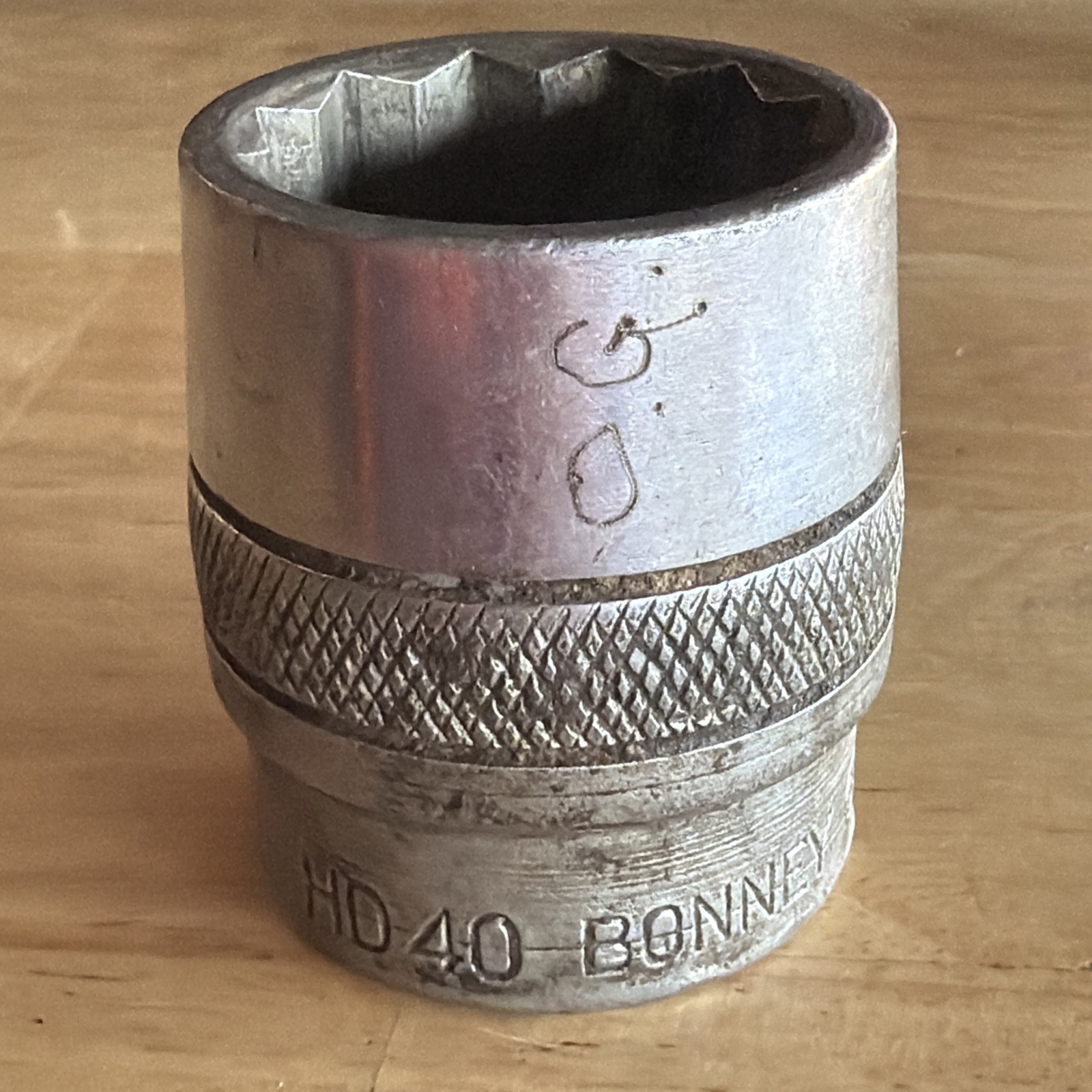 Bonney Tools 1-1/4″ Shallow Socket 3/4″ Drive 12 Point Knurled HD40 Vtg USA