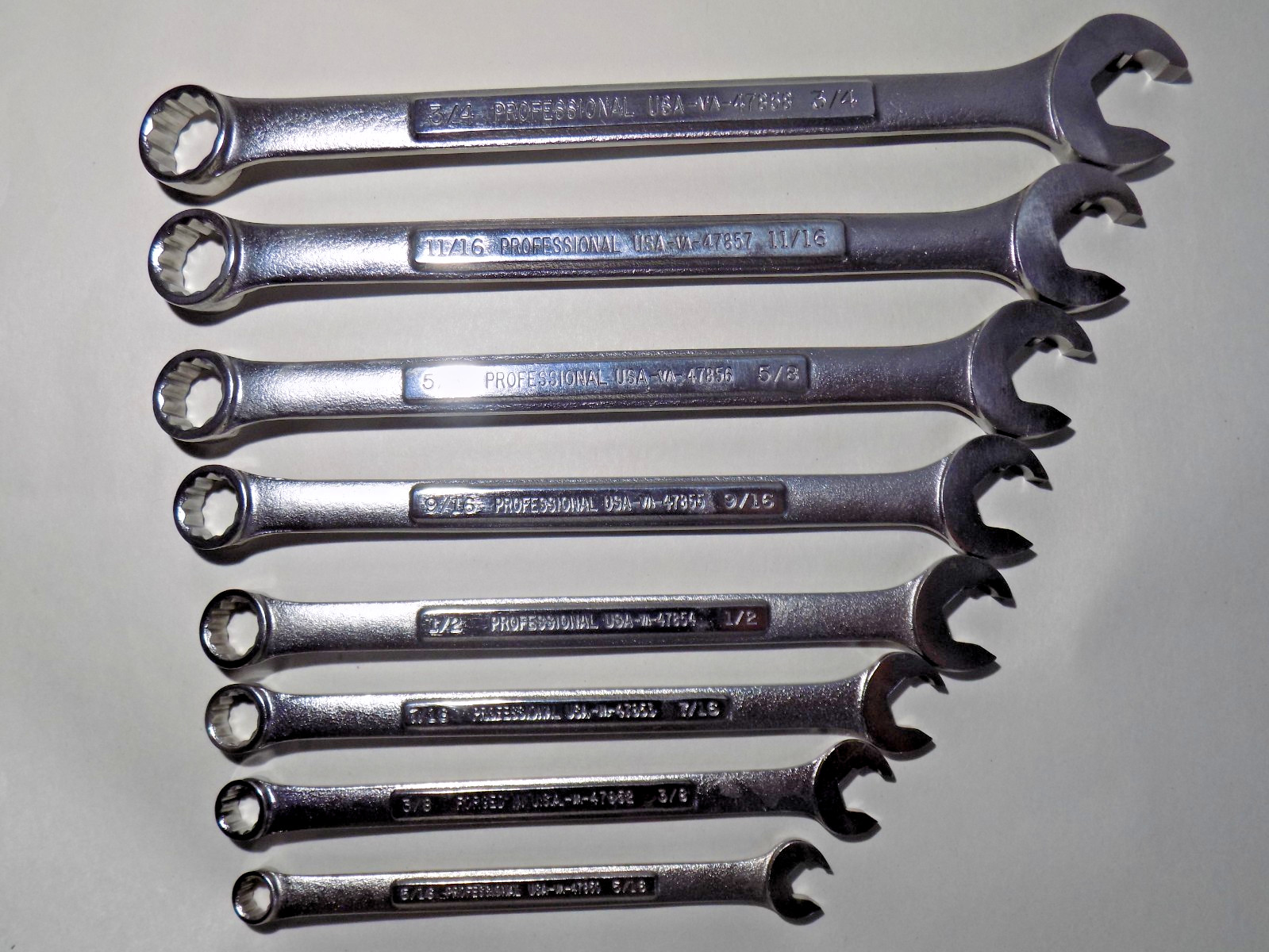 A+ 8 Pc. USA Craftsman Pro -VA- Speed Wrench Set 5/16″-3/4″-No Etchings-Clean