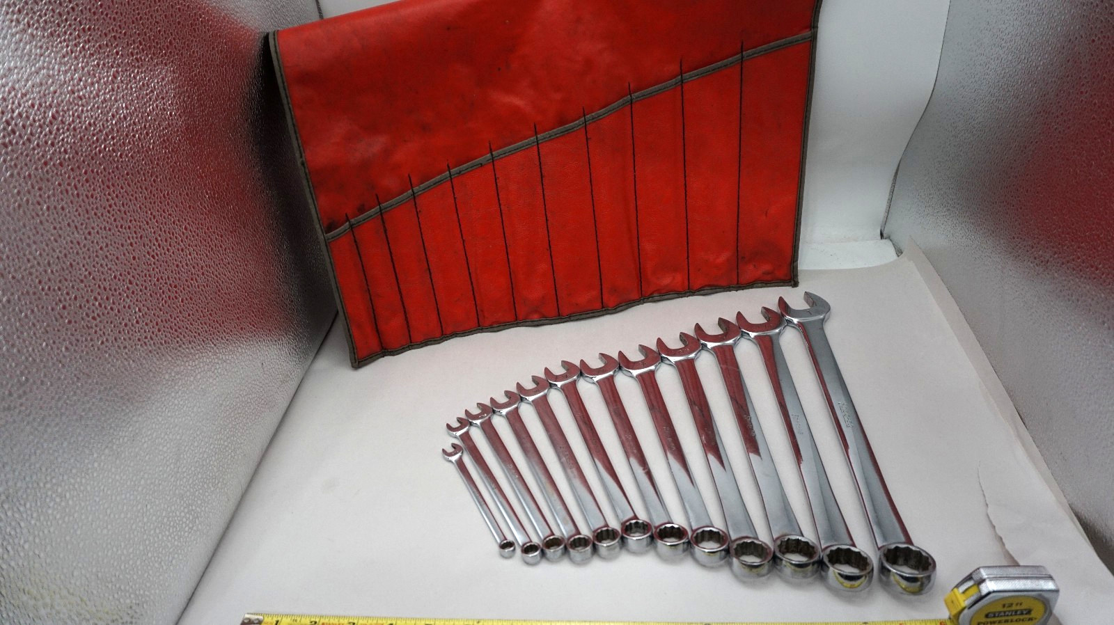 12 Snap On Combination Wrench Set C-114B In Red Mat Roll OEX 5/16 – 1″ Chrome