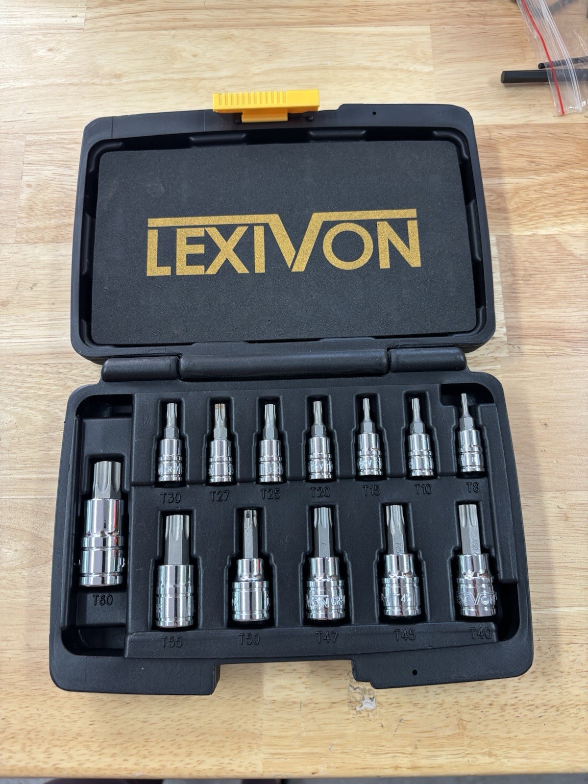 LEXIVON Master Torx Bit Socket Set 13 Pc T8-T60 CR-V Steel Storage Case