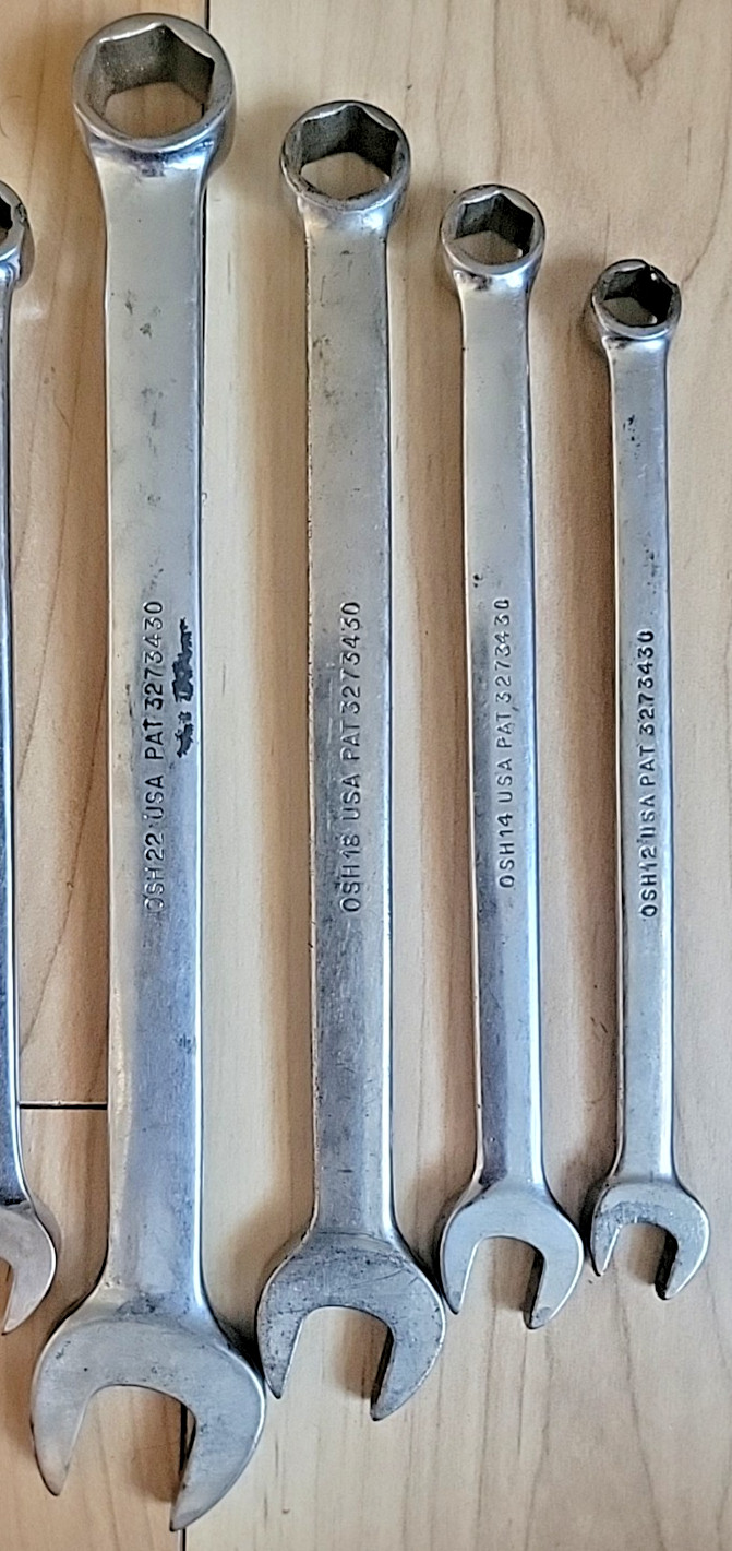Snap-On Wrenches Combination SAE OEX & OSH 7/8 3/4 11/16 9/16 1/12 7/16 3/8 READ