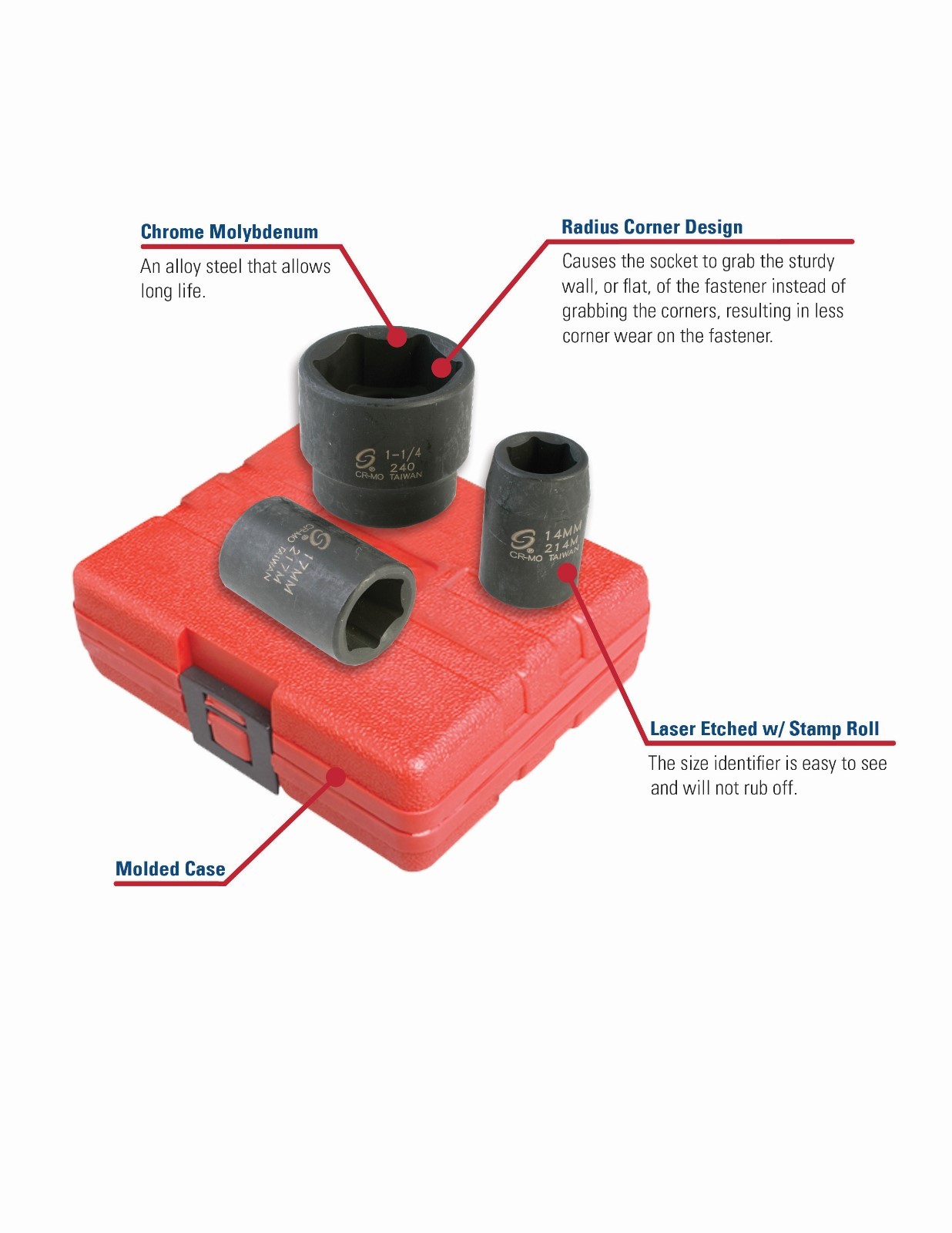 Sunex 1/2″ dr 43pc Metric Master Impact Socket Set w/Extensions 9-30MM #2569