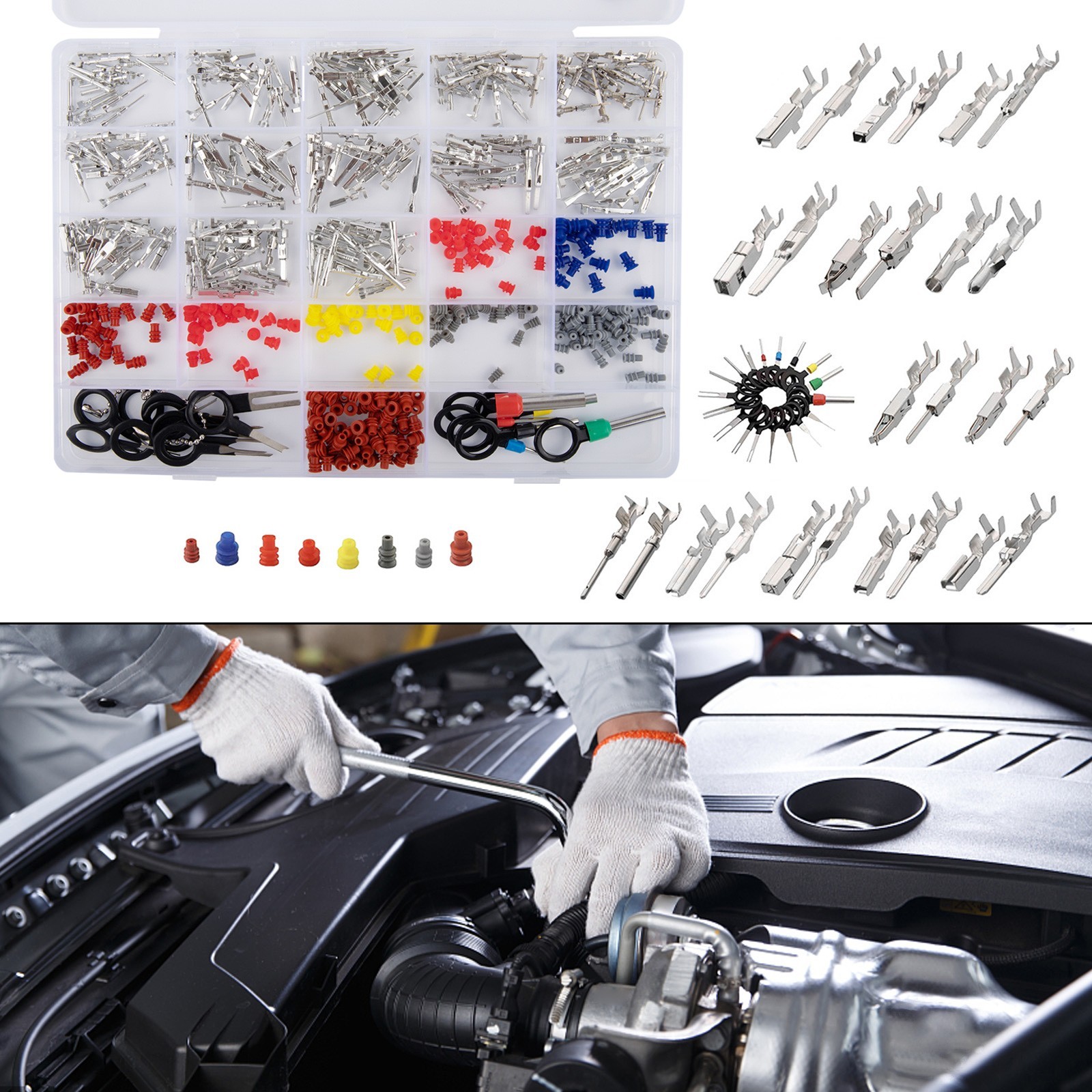 Electrical Connector Pins Kit 500Pcs with Multiple Sizes for Applications