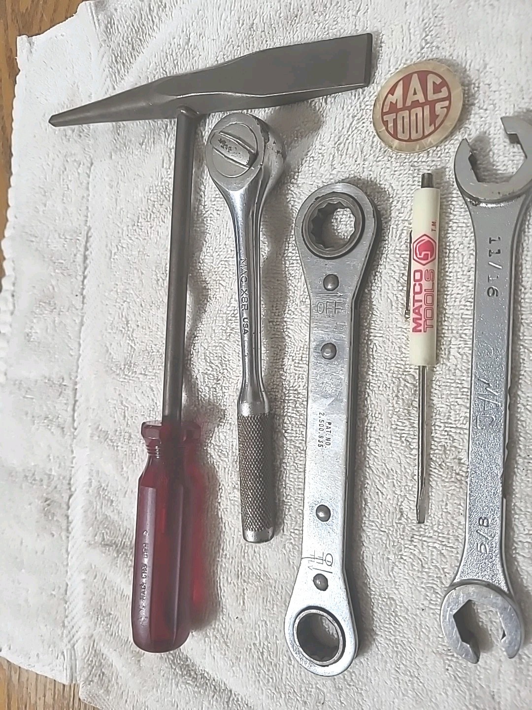 Mac Tools Lot 3/8″ Drive X8R, CH3 WELDING HAMMER 6 WRENCHES, MATCO, USA MADE.