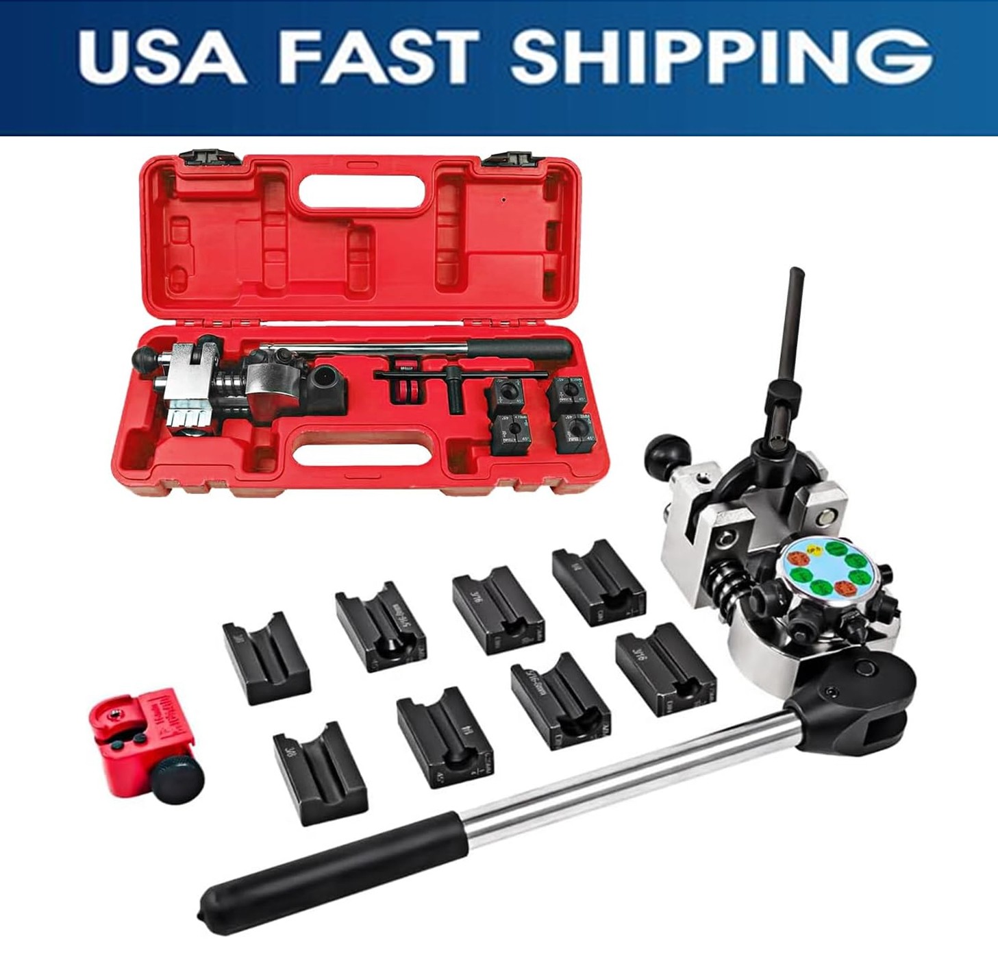 NEW Brake Line Flaring Tool Kit 45° Single Double Bubble Flare 3/16″ 1/4″ 5/16″