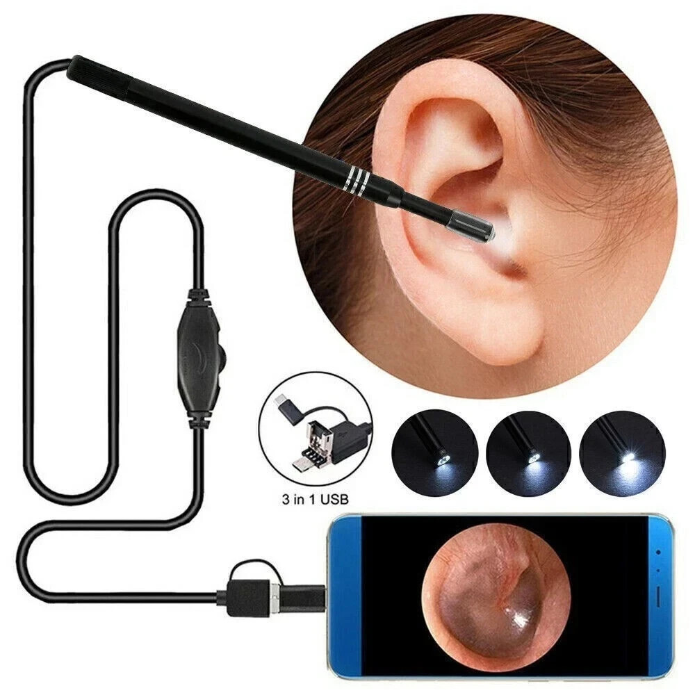 LED Endoscope Otoscope Ear Camera Scope Ear Wax Removal Kit Earwax Cleani&U C0D9