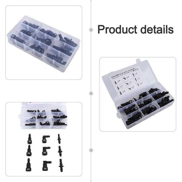 Fuel Line Quick Connector Repair Kit 24PCS with Multiple Sizes for Diesel Hose