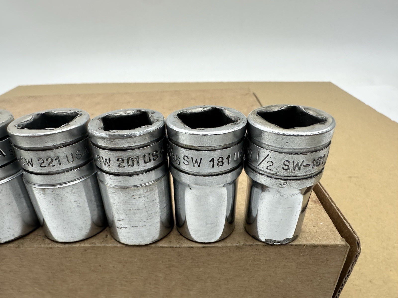 Snap-On Socket Set 1/2″ Drive 1/2″ to 1″ 8 Pcs SW161 – SW321 Vintage Made USA