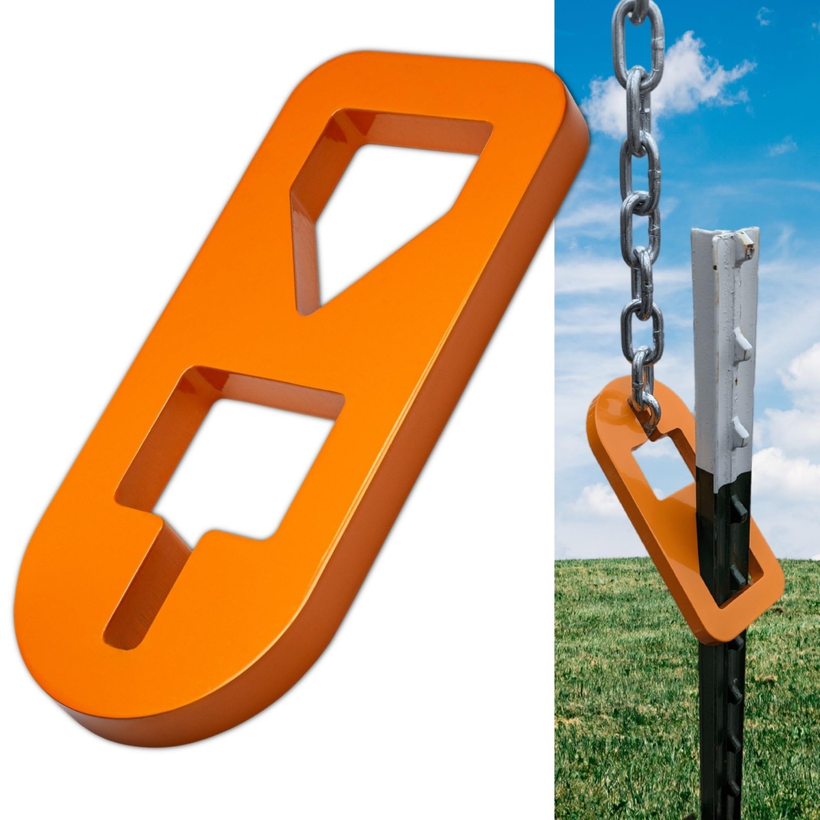 Heavy Duty T-Post Puller Tool, Carbon Steel Plate, Rust-Resistant Orange Finish