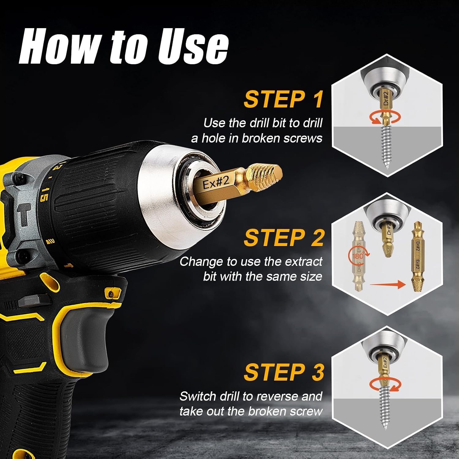 High Speed Steel 12 PCS Screw Extractor Set: Effortless Removal of Rusted Screws