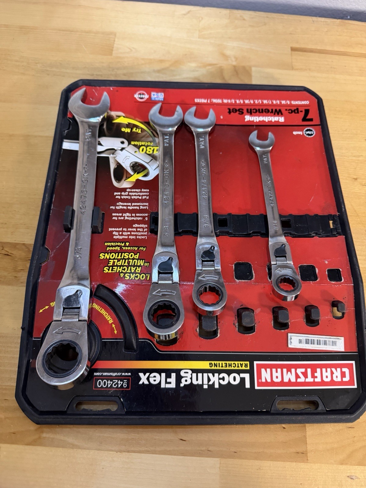 USA Craftsman Locking Flex Ratchet SAE 12PT (Set of 4)
