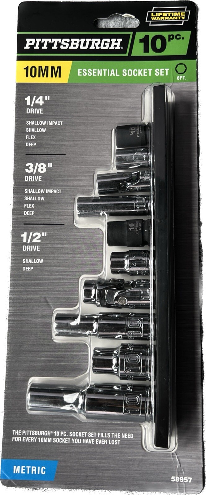 10mm Metric Essential Variety Socket Set, 10 Piece