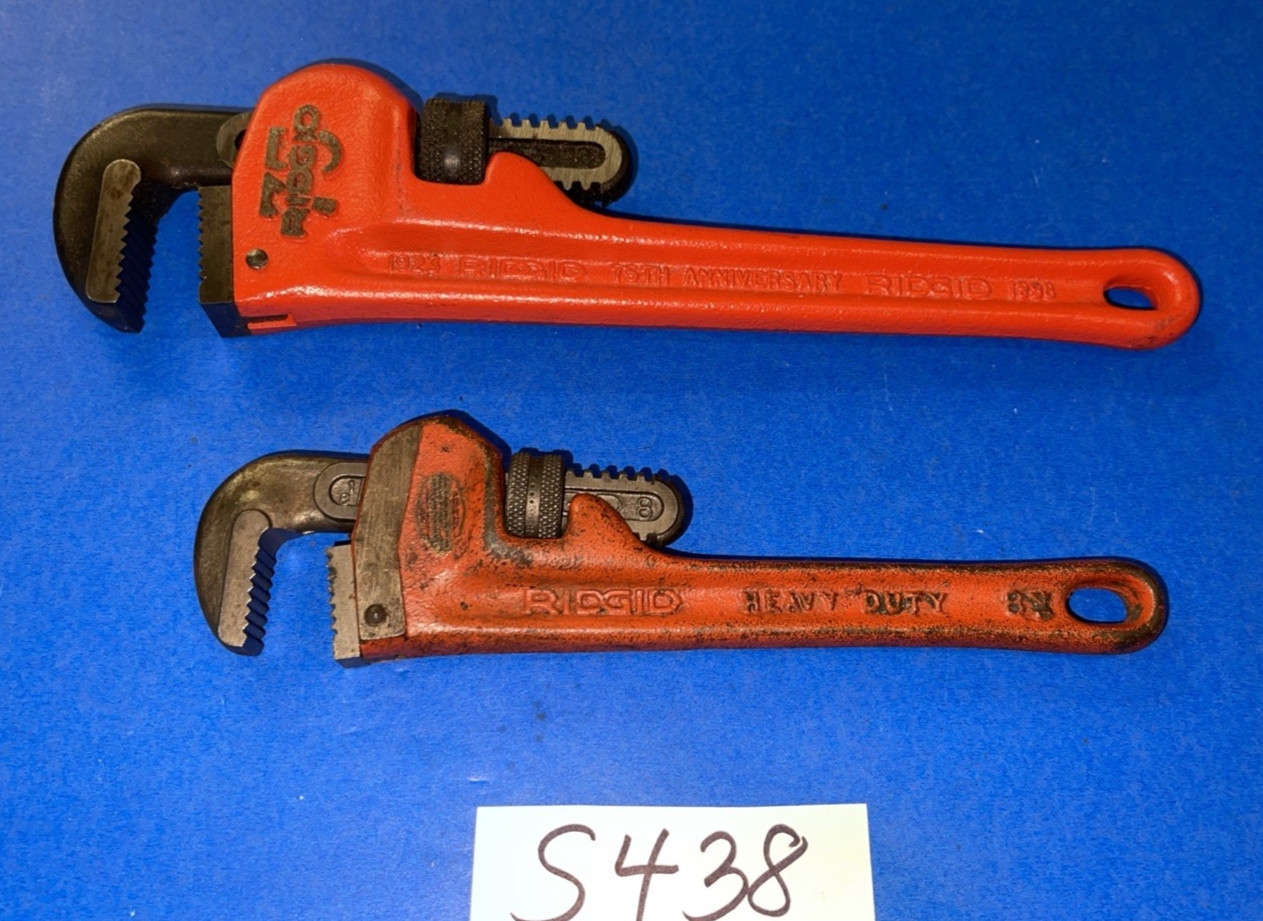 RIDGID TOOLS 2PC 10 INCH 75TH ANNIVERSARY & 8 INCH PIPE WRENCHES