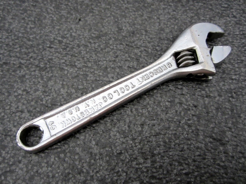 Vintage Crescent 4″ Adjustable Wrench Crestoloy Made in USA