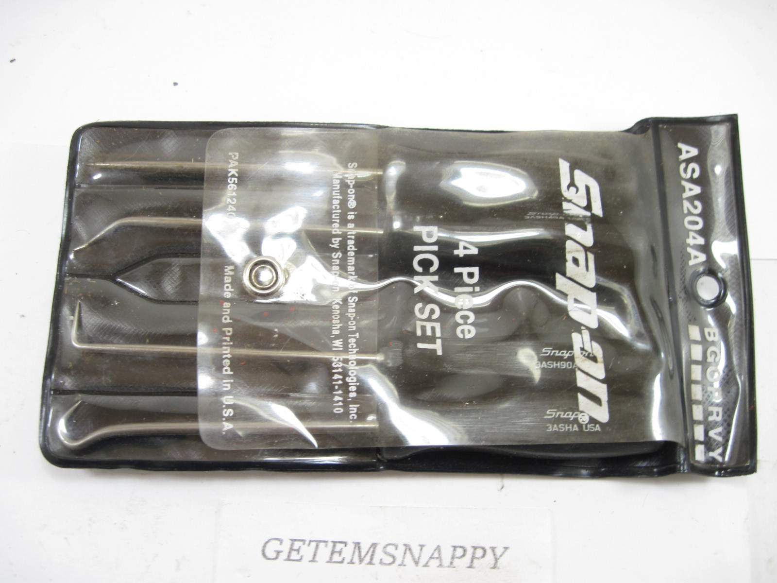 Snap On Mini 4pc Hook/Pick Torx Black Handle Set Set W/Storage Case ASA204A MINT