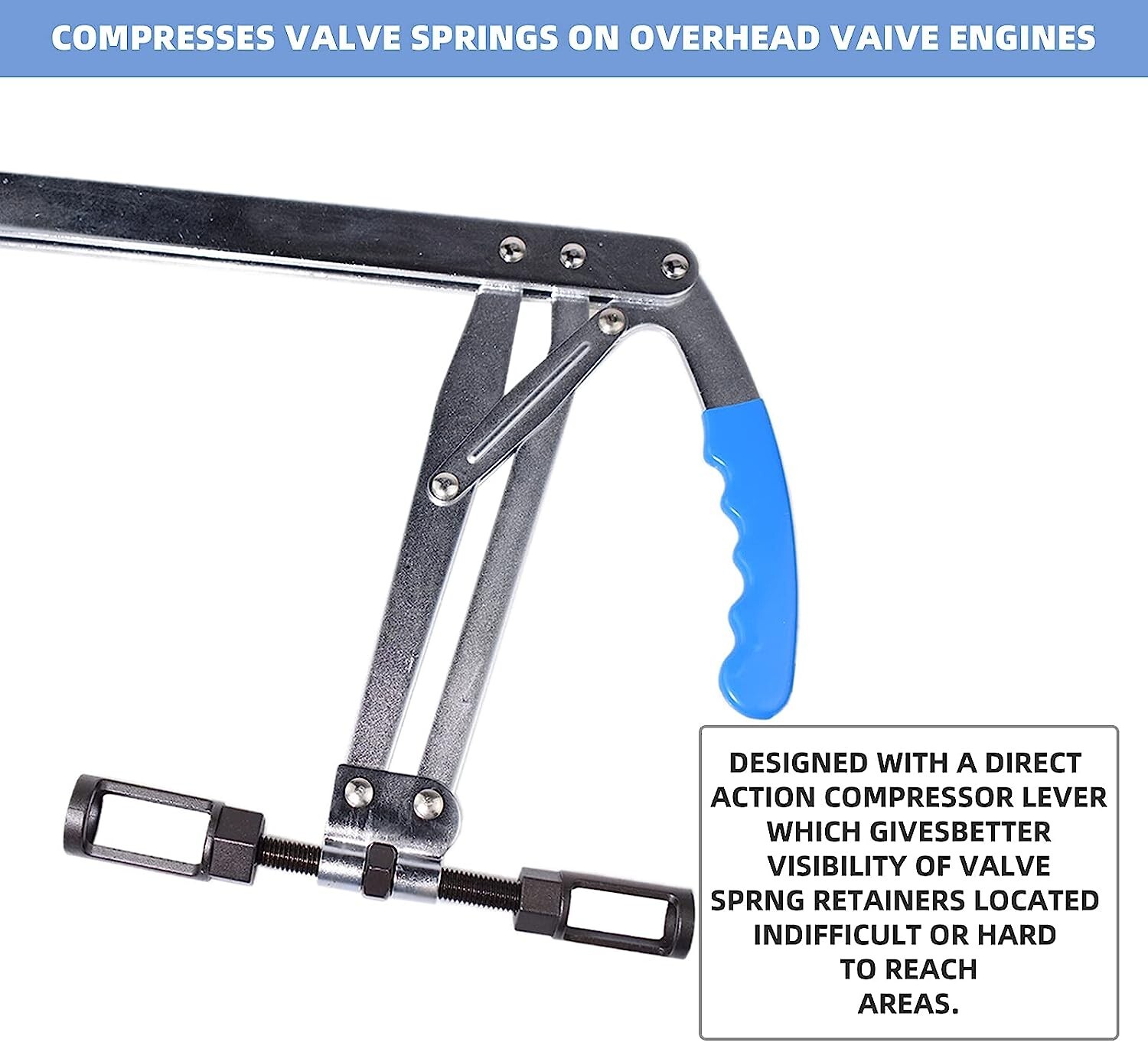 Universal Valve Spring Compressor Tool 2 Adaptors 1 inch/25mm 1-3/16 inches/30mm