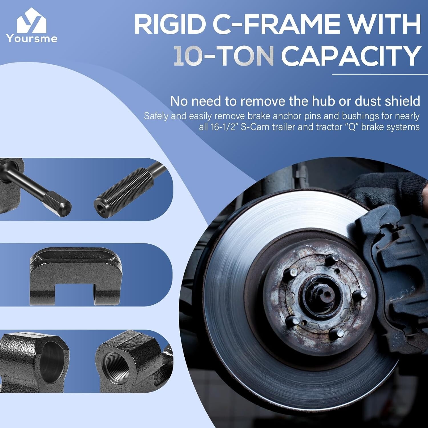 16002 Brake Anchor Pin Press 10 Ton Capacity Work for Class 6-8 Trucks&Equipment