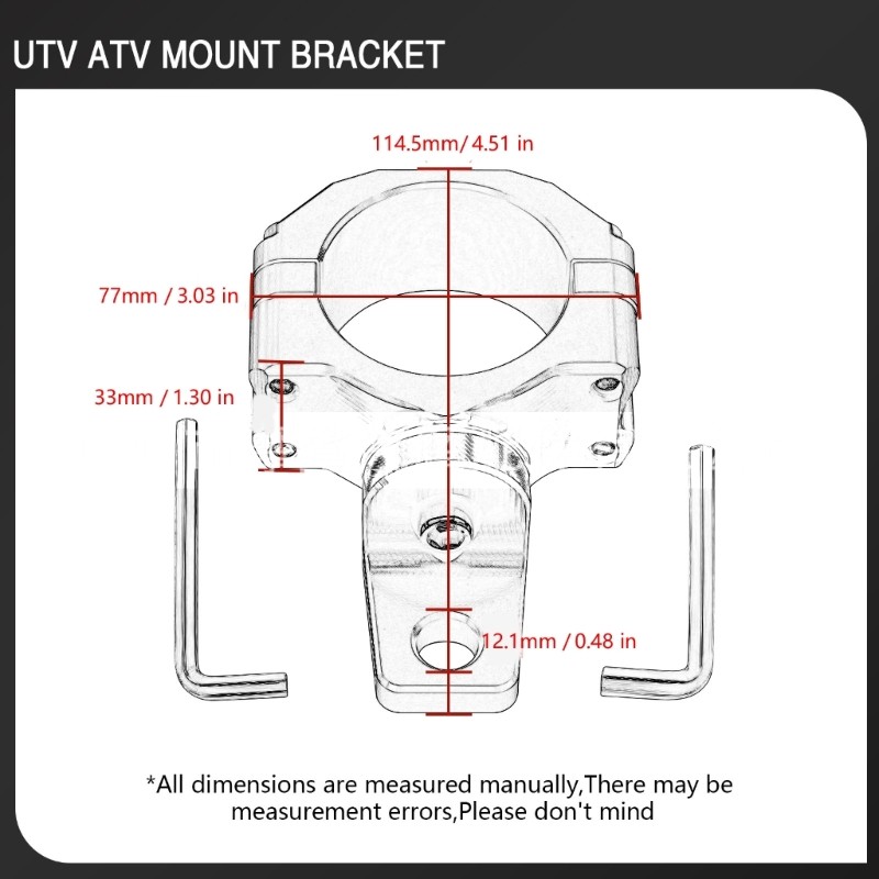 Round Bar Light Mount Bracket for UTV Vehicle Bar Setups Kit