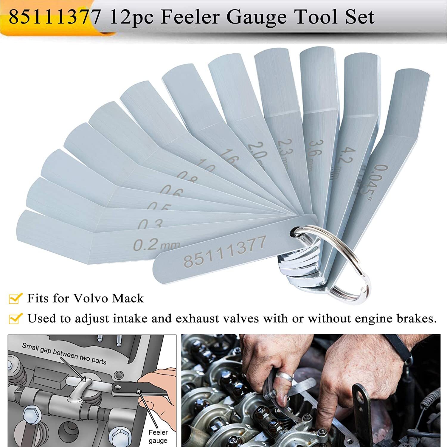 Feeler Gauge Jake Brake Tools for Volvo Mack Engine 88880053 88880052 85111377