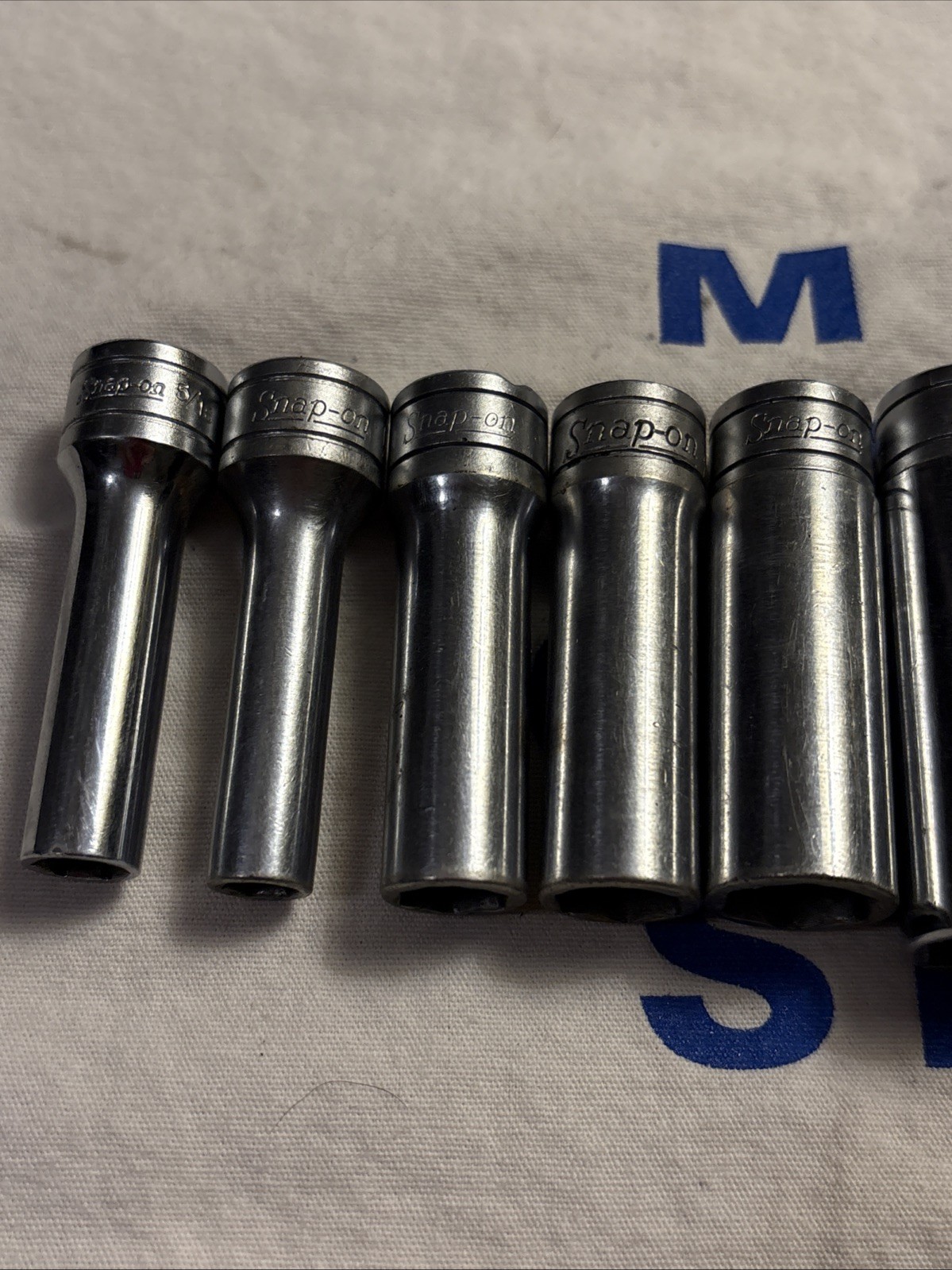 Vtg Snap-on Tools USA 3/8″ Drive 6pt 11pc SAE Deep Chrome Socket Set 211SFSY