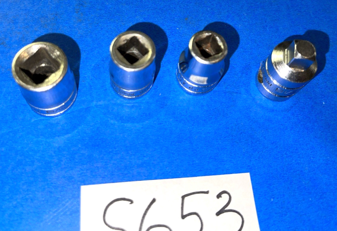 SNAP-ON TOOLS 4 PIECE 3/8 DR. SAE. INTERNAL & EXTERNAL PIPE PLUG SOCKETS