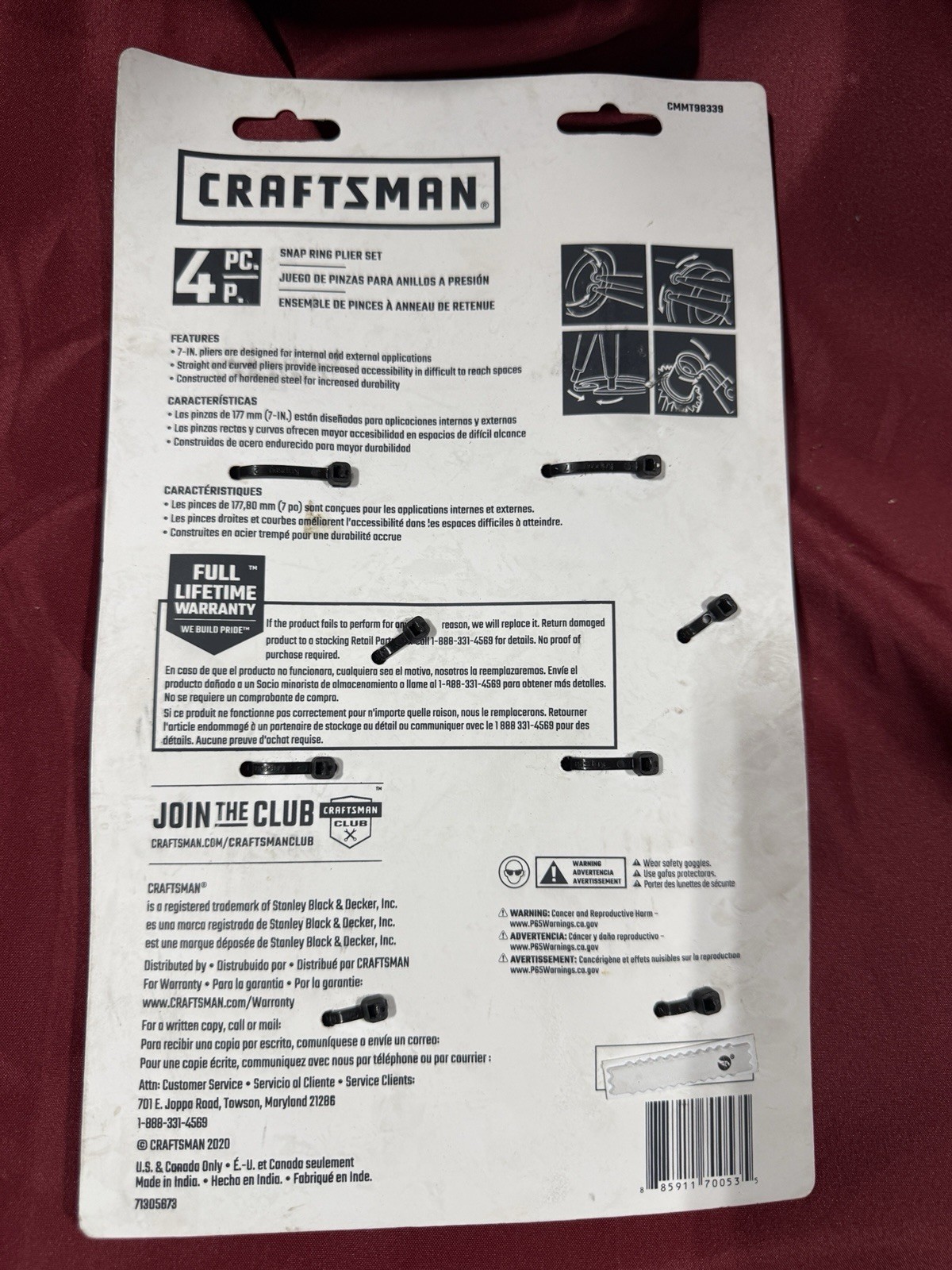 Craftsman 4pc Snap Ring Plier Set Straight & Angled NEW