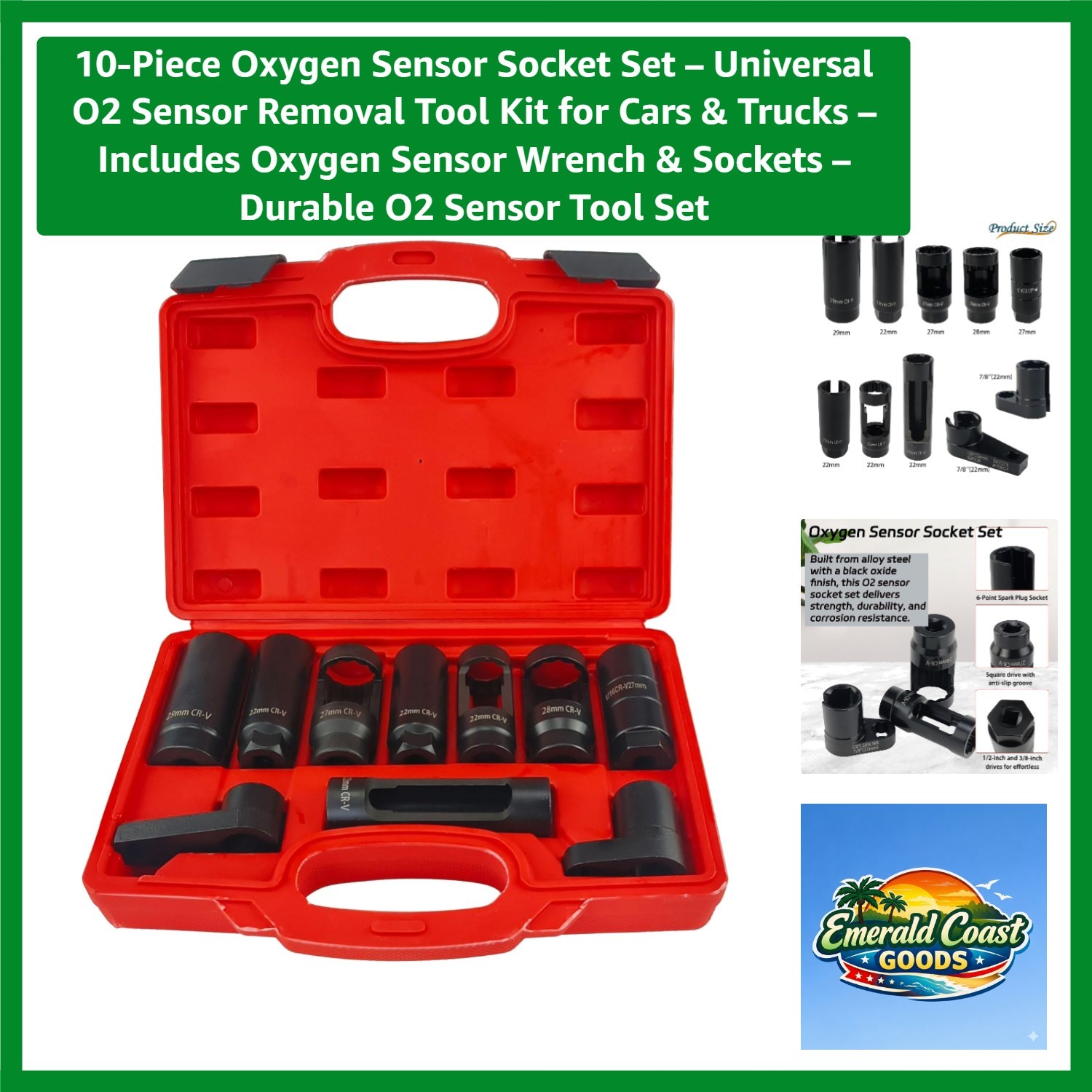 Durable 10-Piece Oxygen Sensor Removal Tool Set – Complete Automotive Repair Kit