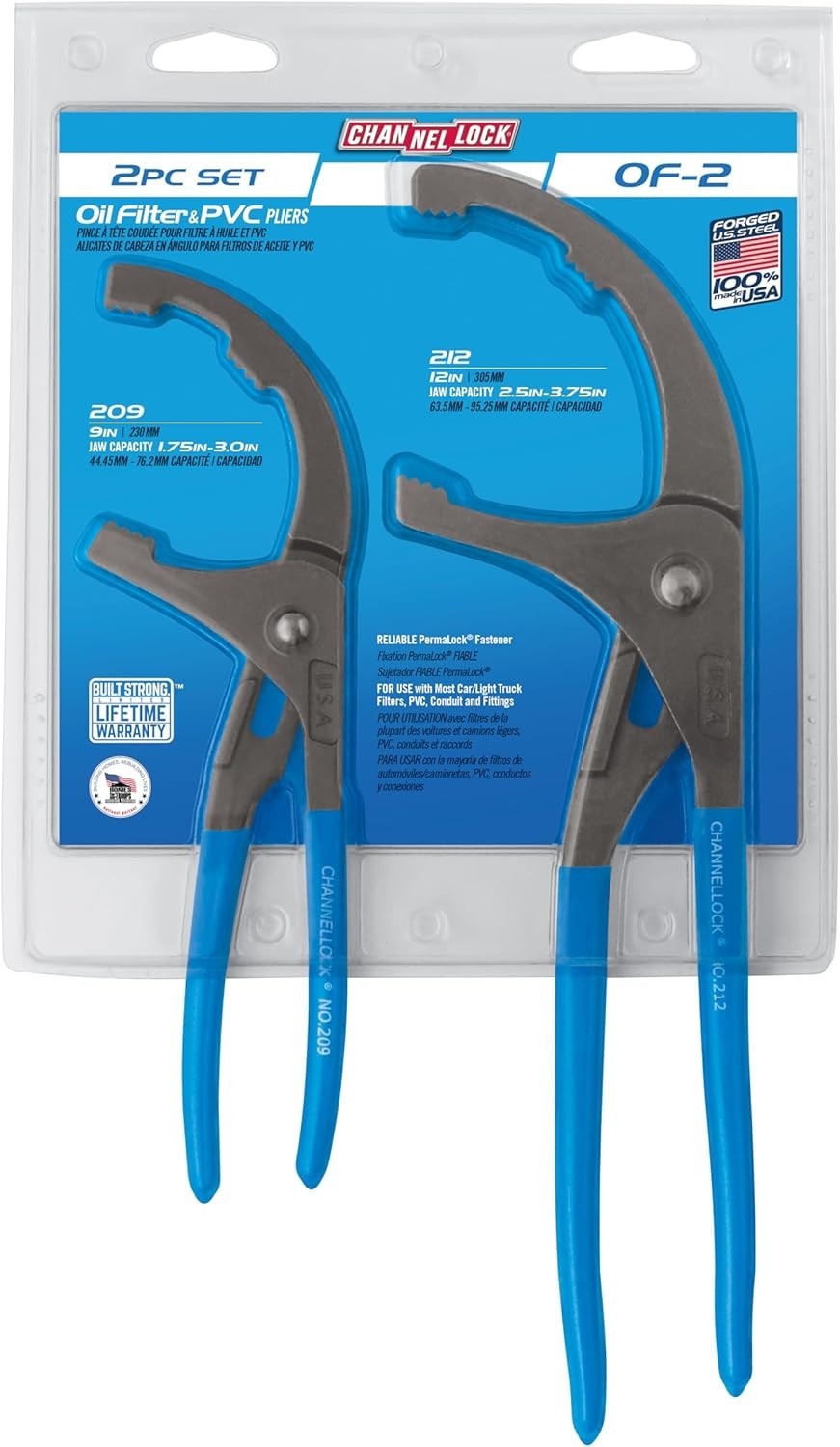 Durable 2-Piece Oil Filter Pliers Set with Rust Prevention Coating and Features