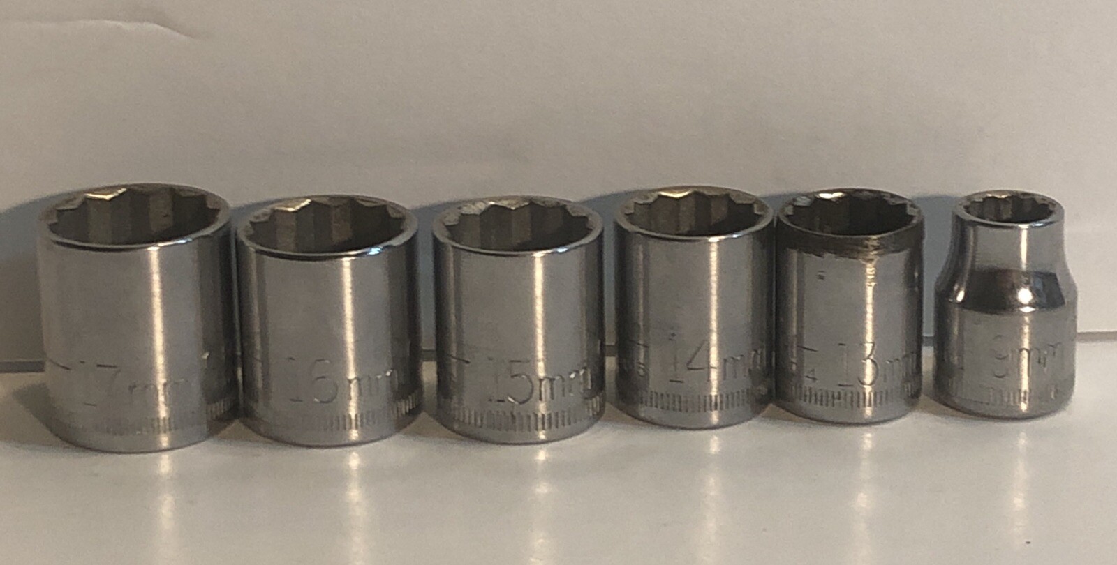 Lot Of 6 Craftsman 3/8 Drive 12 Point Metric Sockets 9mm 13mm 14mm 15mm 16mm 17m