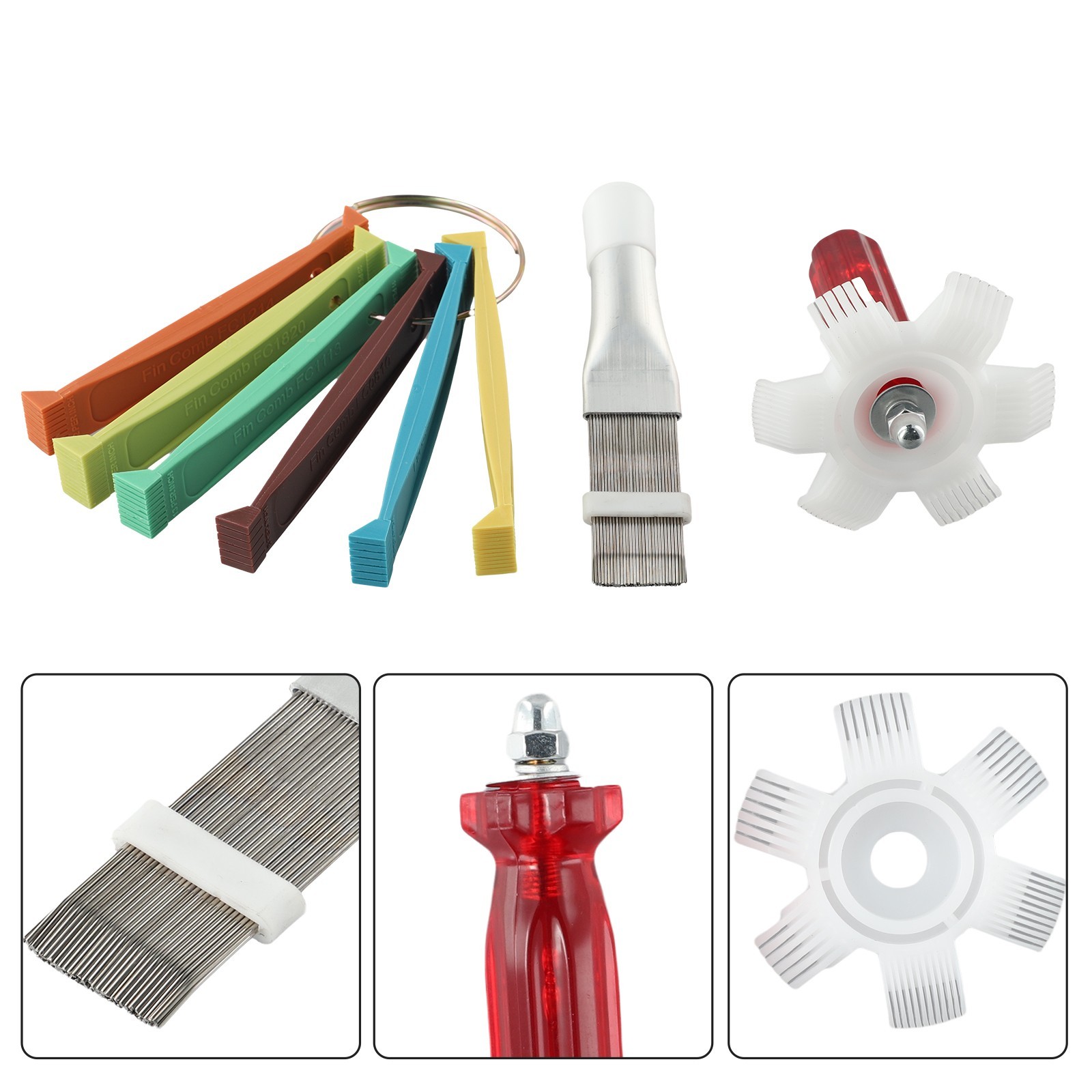 Comb Fin Comb Tool Set Condenser FCR6 Fin Cleaning Brush Stainless Steel + ABS