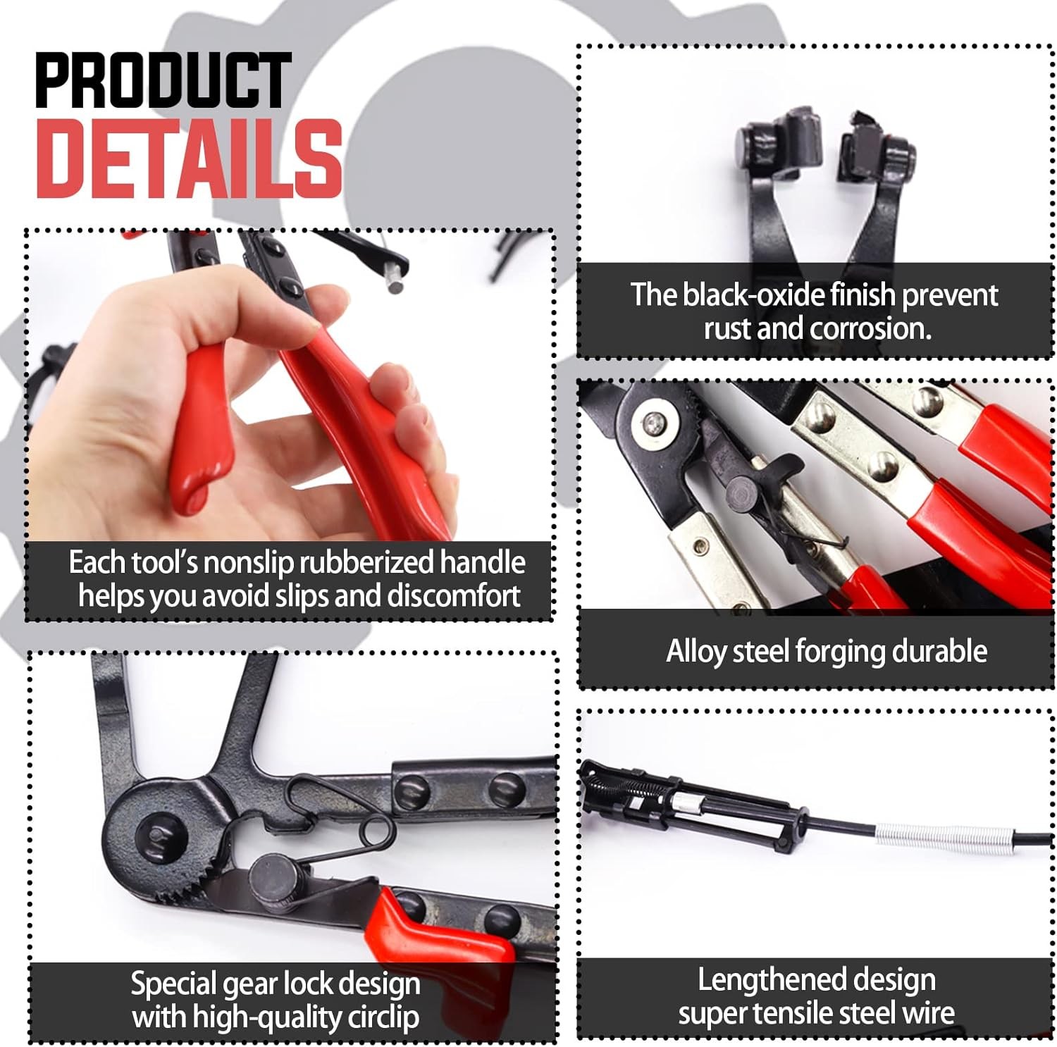 10Pc Hose Clamp Clip Remover Pliers Wire Long Reach Kit Fuel Oil Water Hose Tool