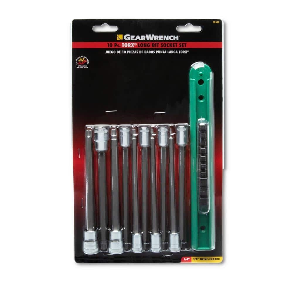 GEARWRENCH 10 Pc. 1/4″ &amp 3/8″ Drive Long Torx Bit Socket Set – 80588