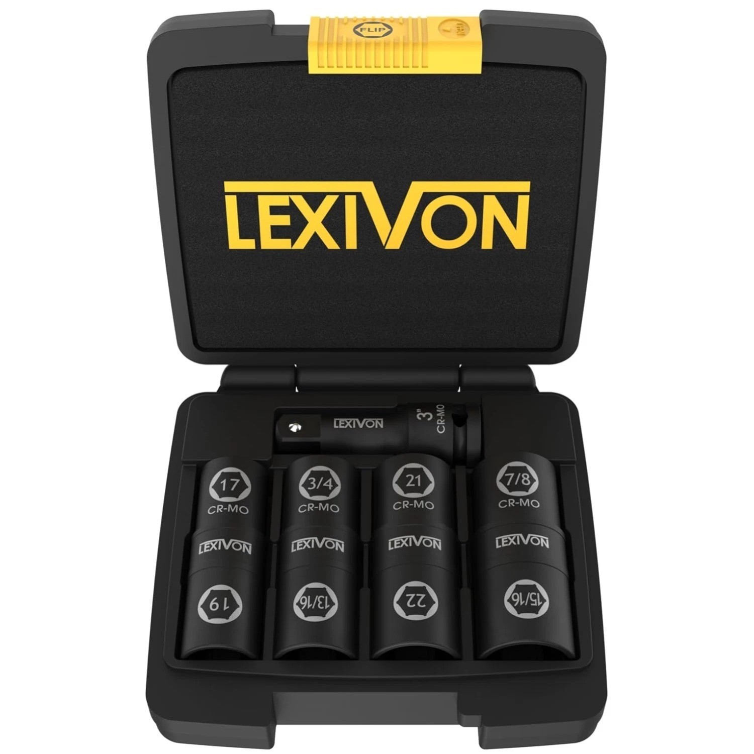 Dual-End Flip Socket Set, Inch & Metric Sizes