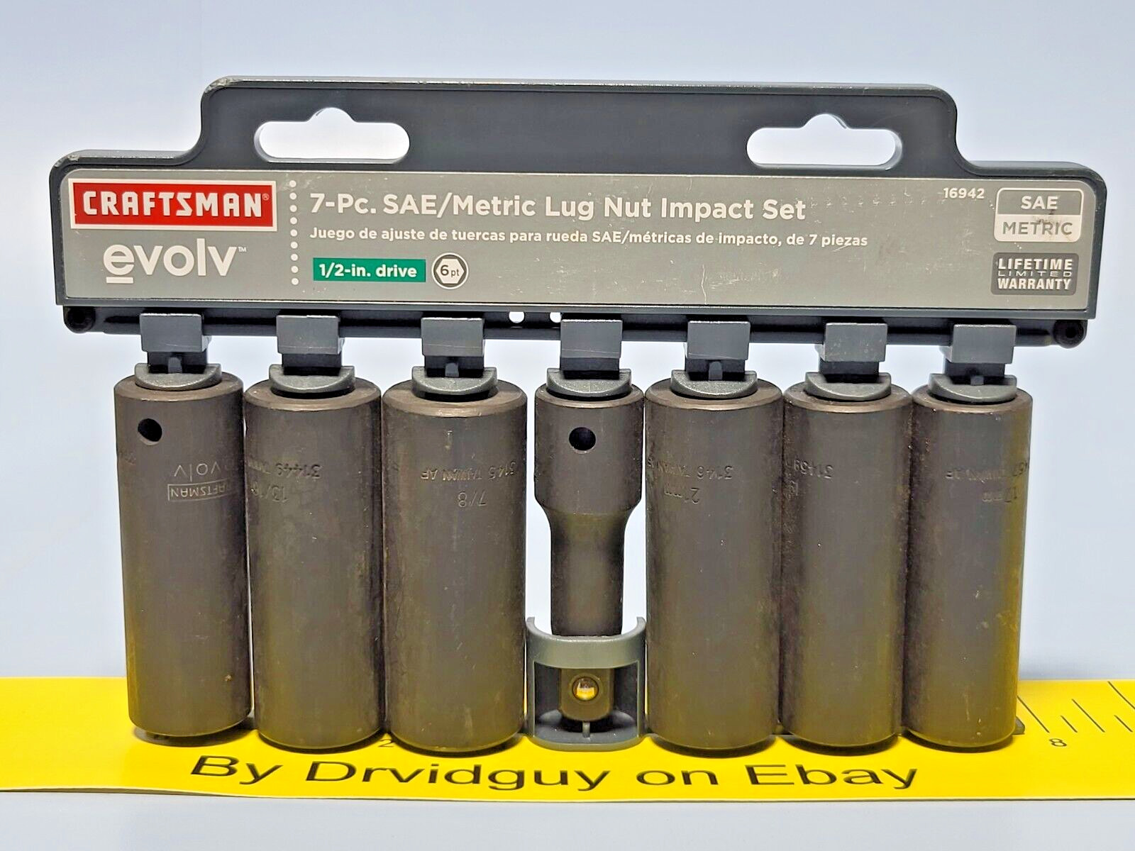 Craftsman 16942 7-Pc. SAEMetric Lug Nut Impact Set; 12-IN Drive